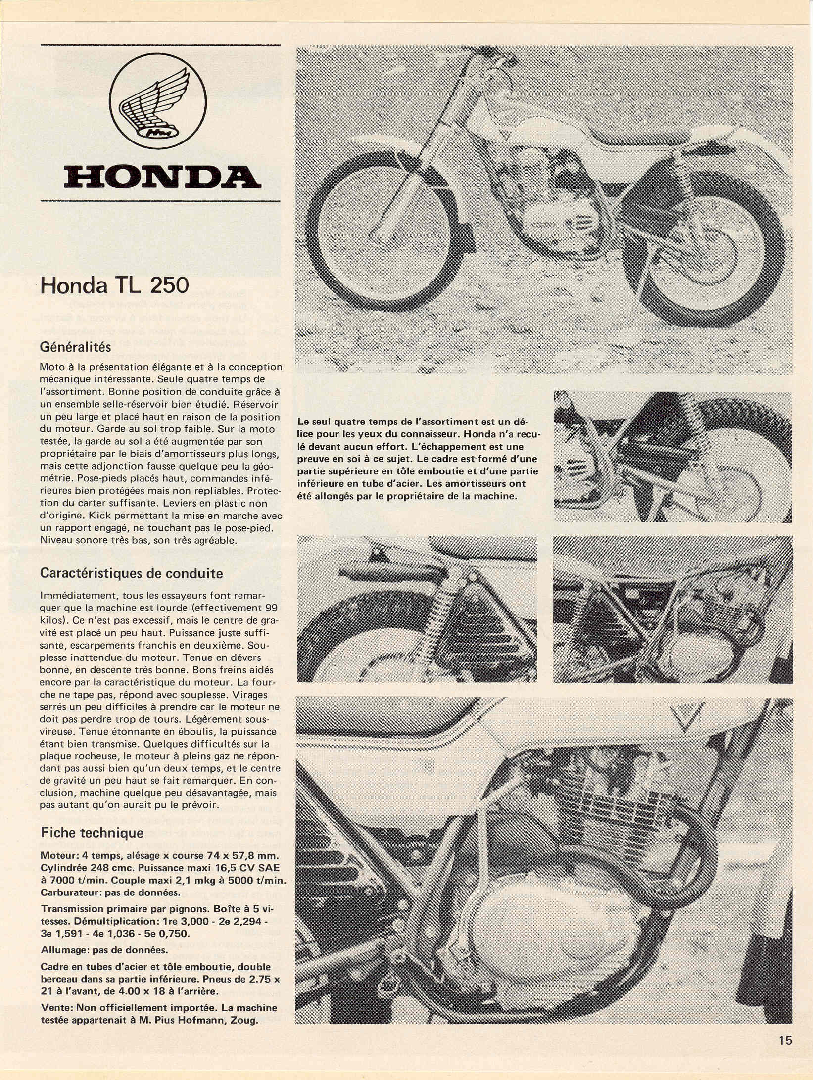 HONDA TL 250 1976 запчасти