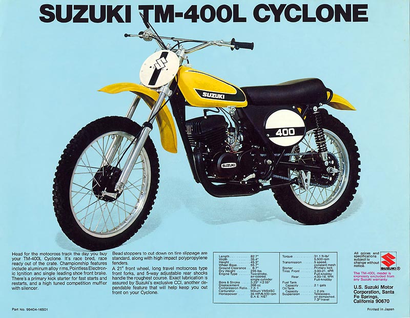 SUZUKI TM 400 L 1974 запчасти