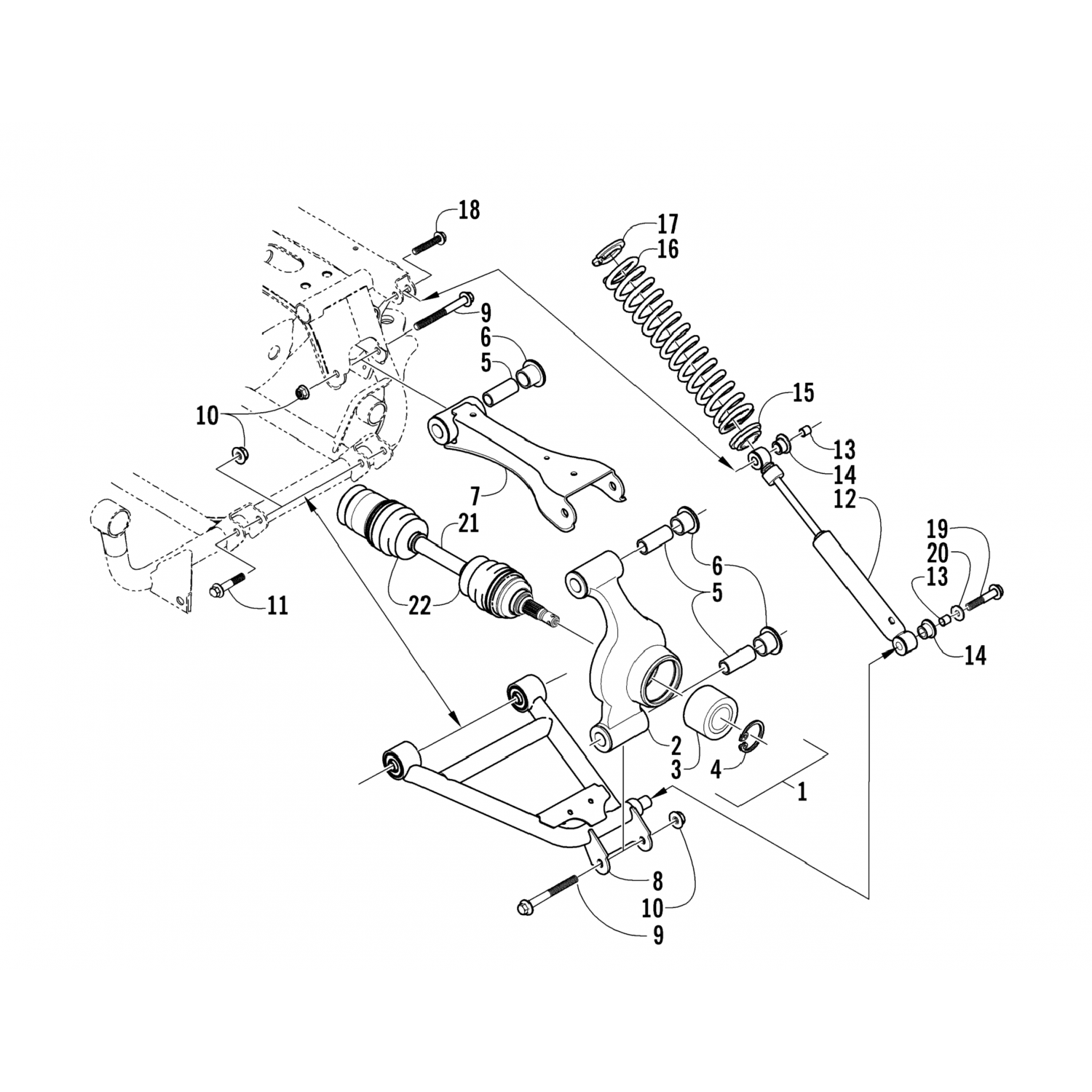 1502540 Arctic Cat комплект, полуось (250/300 rr koyo) 1502-540