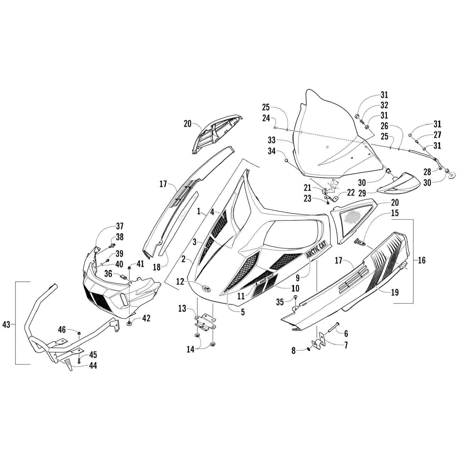 0621604 Arctic Cat декаль, передний лонжерон-блк-рх 0621-604