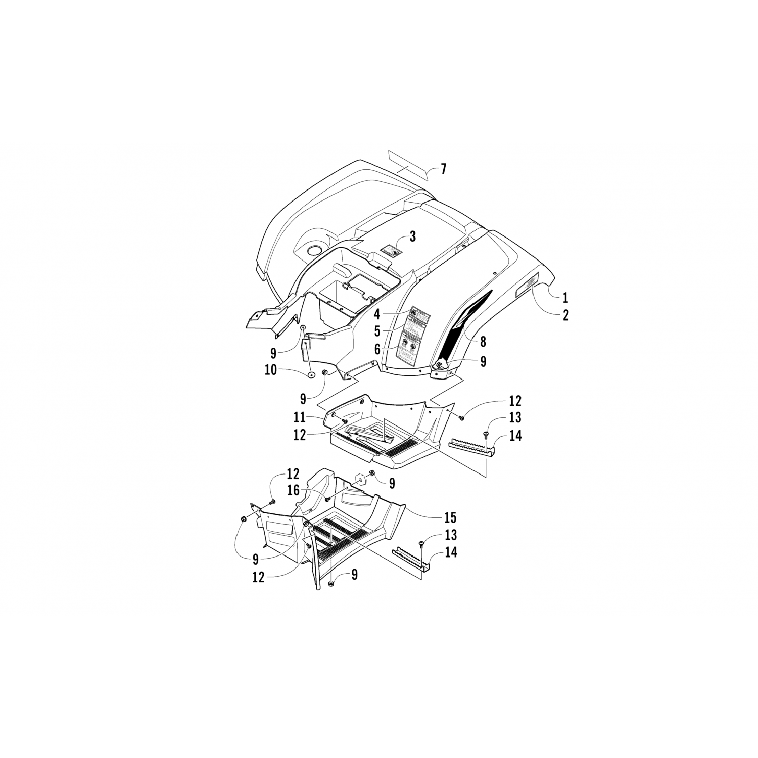 3411070 Arctic Cat Деколь, крыло заднее trv 500-rh 3411-070
