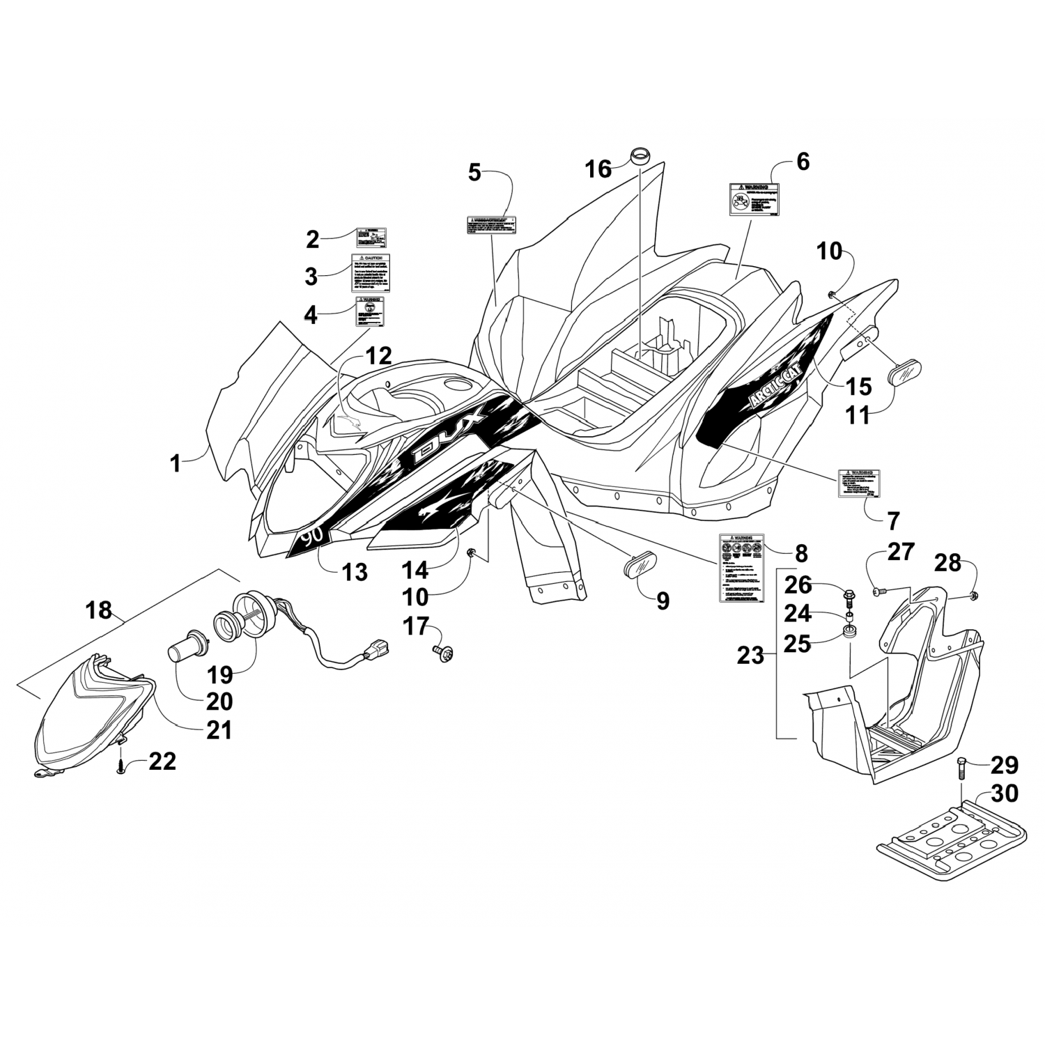 4411318 Arctic Cat НАКЛЕЙКА, ЗАДНЕЕ КРЫЛО-RH (DVX 90) 4411-318
