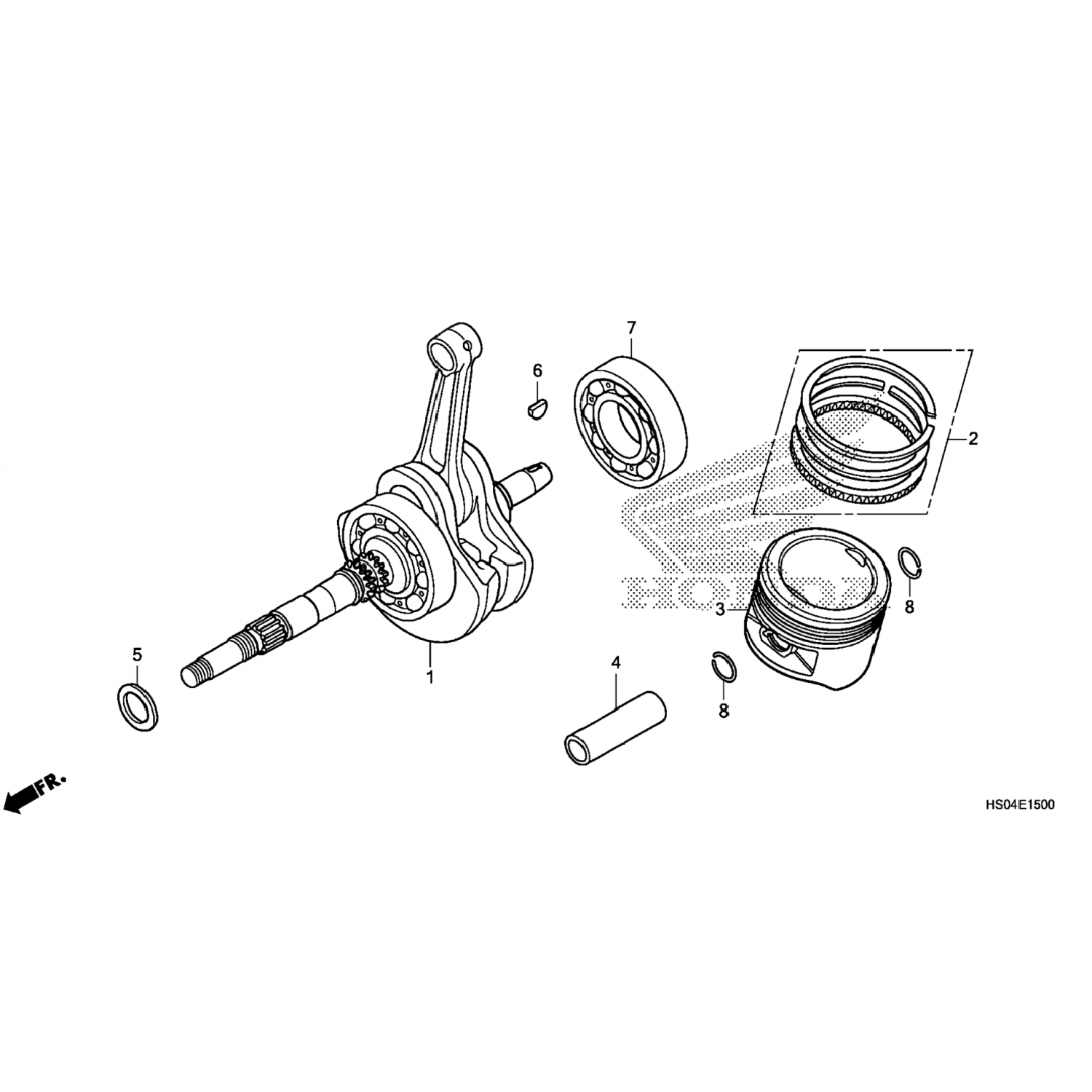 13021HS0305 Honda Комплект колец, поршень (0,25) (Riken)| (опция) 13021-HS0-305