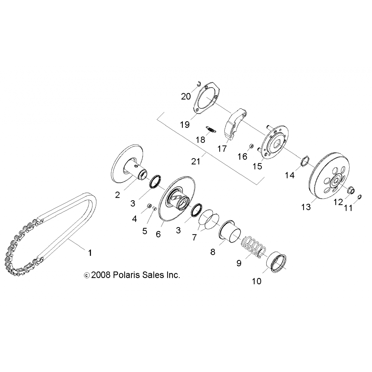 0454498 Polaris шкив асм, ведомый