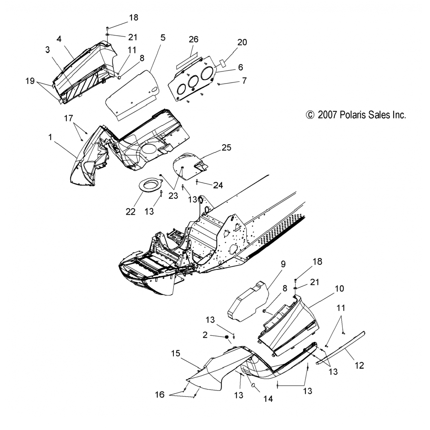2633421070 Polaris боковая панель, rh, 6/7, blk 2633421-070