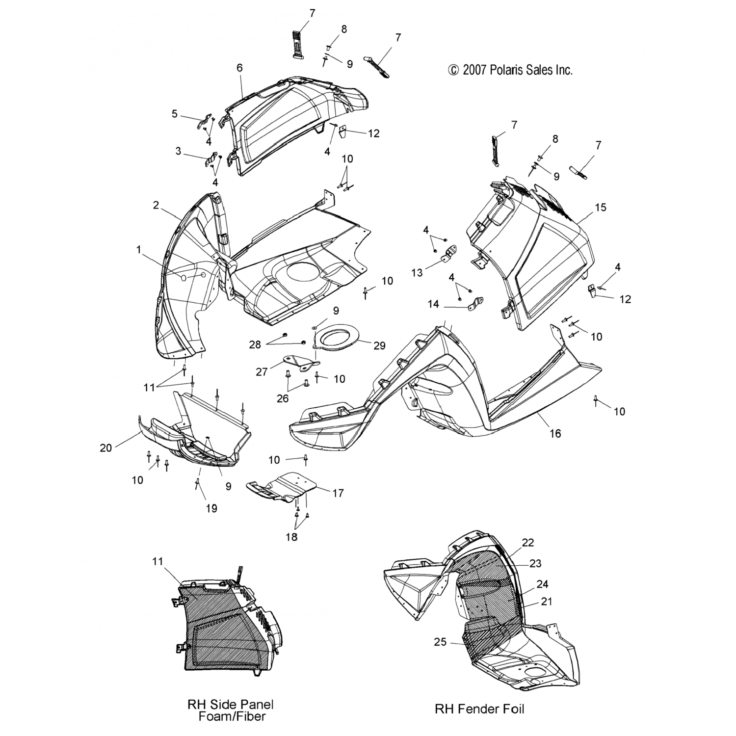 2633613070 Polaris боковая панель асм, rh, blk 2633613-070