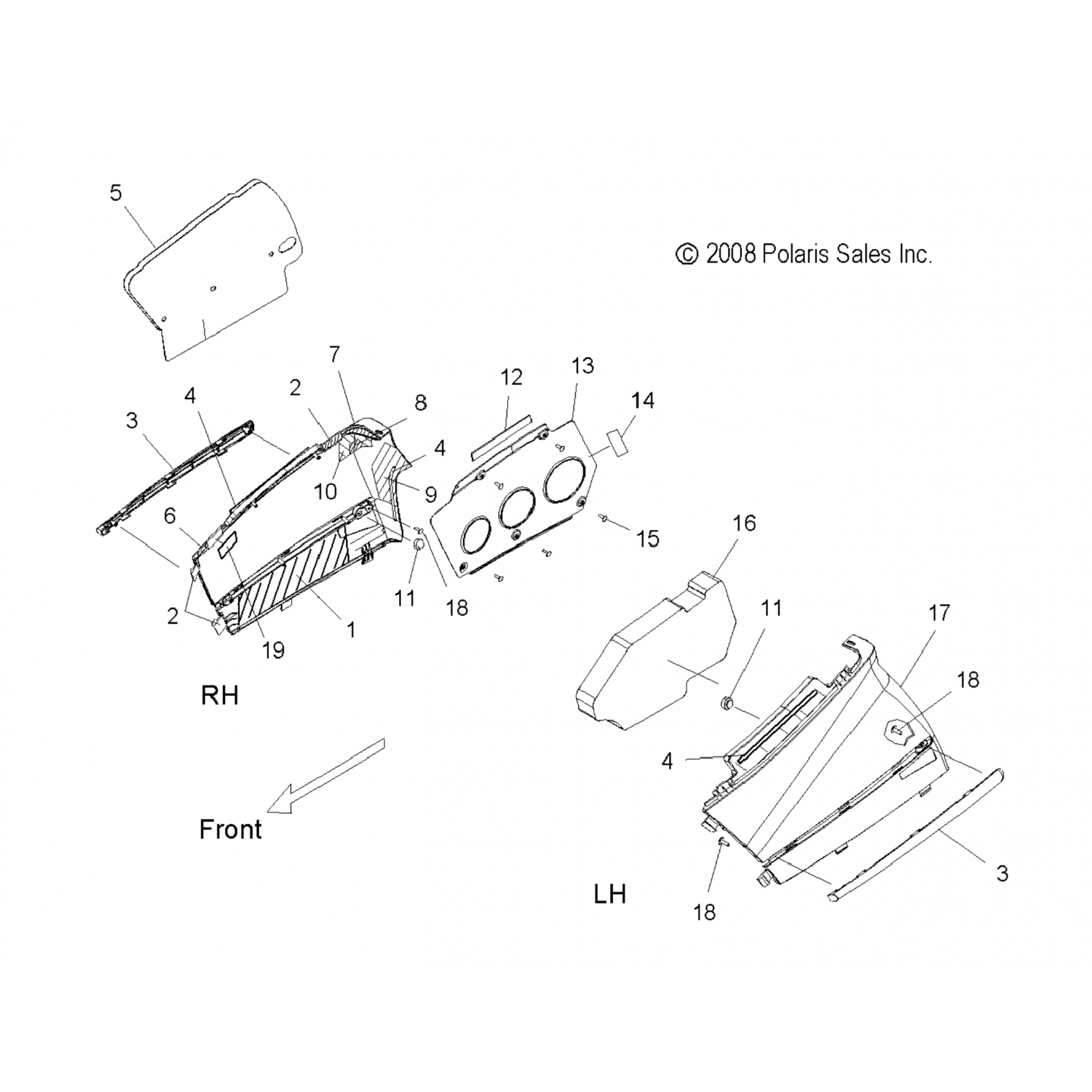 2633705070 Polaris боковая панель асм, rh, sdi, blk 2633705-070