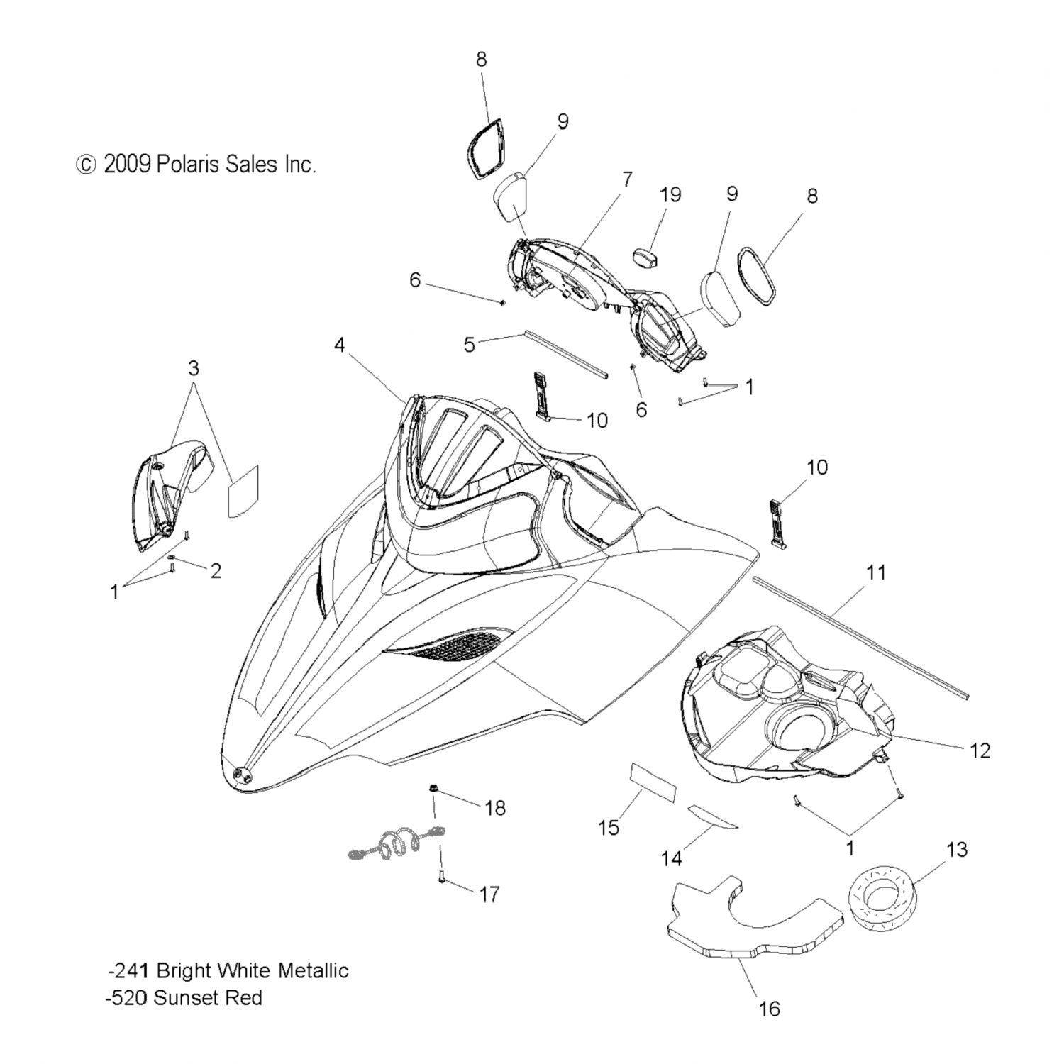 2633892520 Polaris Asm-hood 600sdi paint svc красный 2633892-520