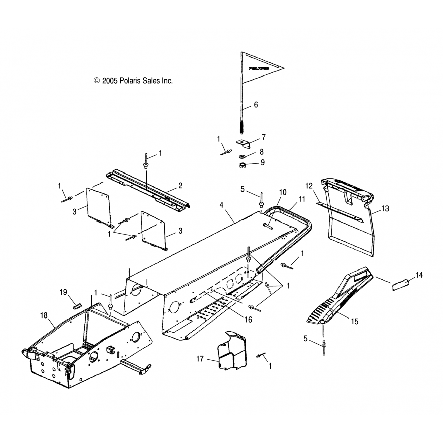 5243862067 Polaris Bkrt, опора поддона, задняя, blk 5243862-067