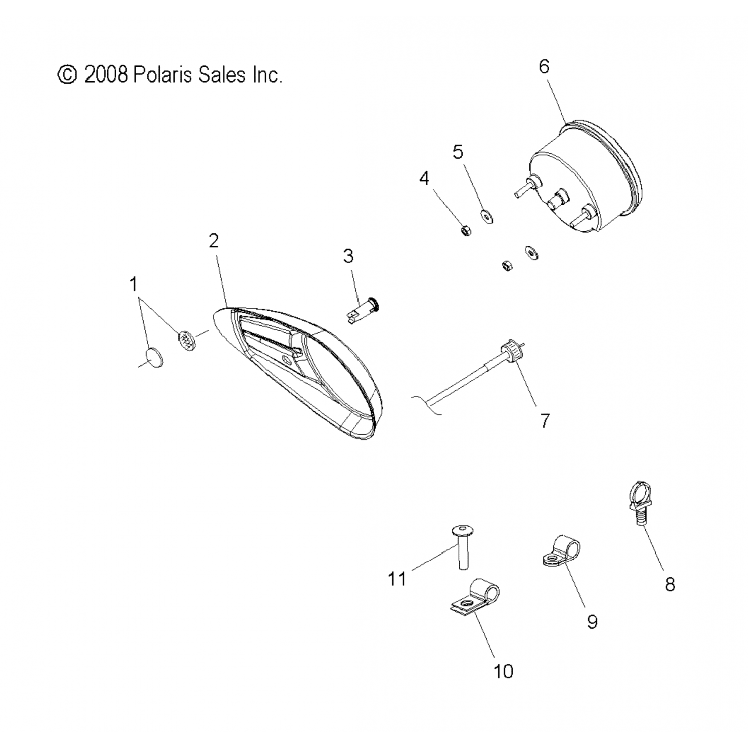 5437165070 Polaris Ободок манометра с одним отверстием, черный 5437165-070