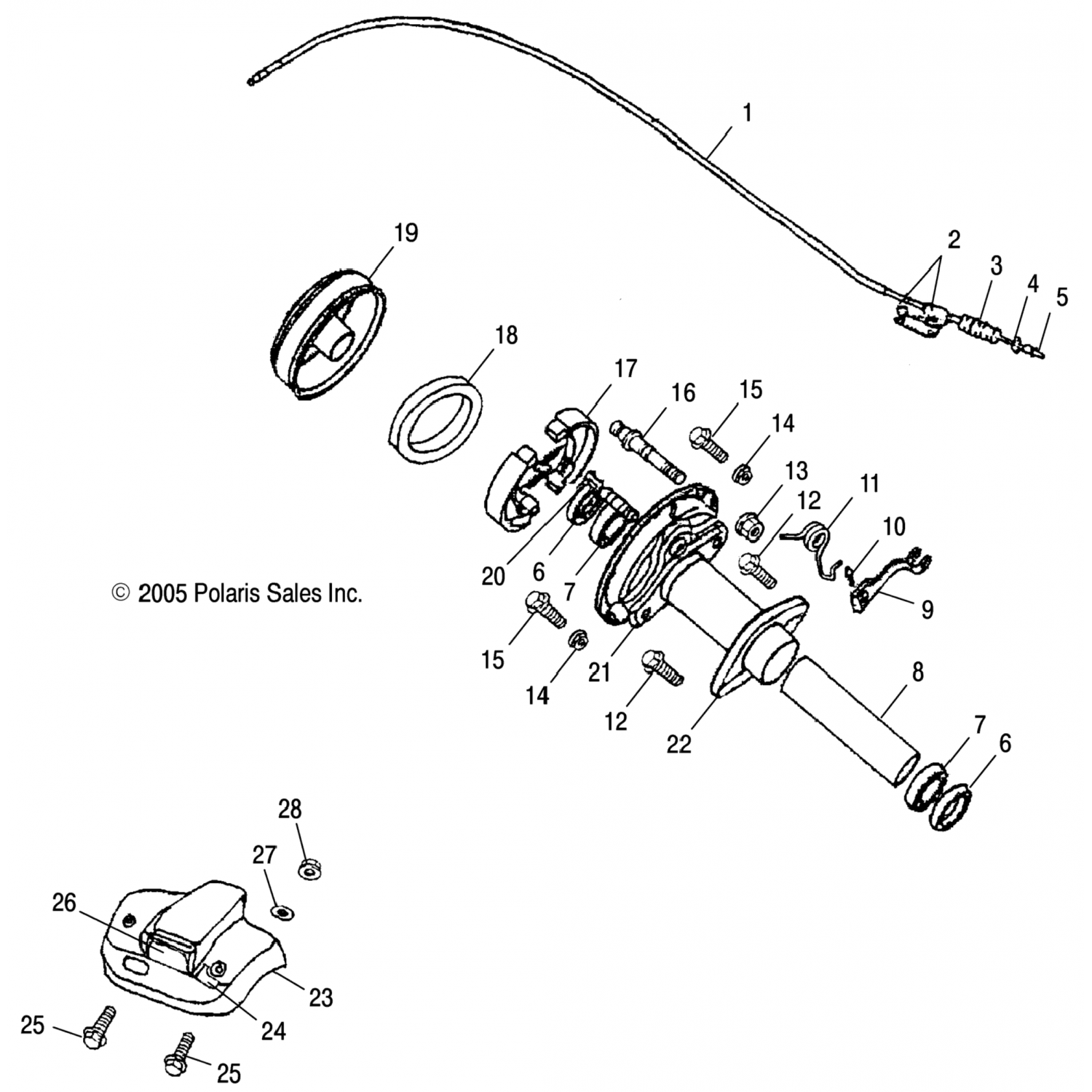 0450438 Polaris Трос, задний тормоз 43450-131-000*