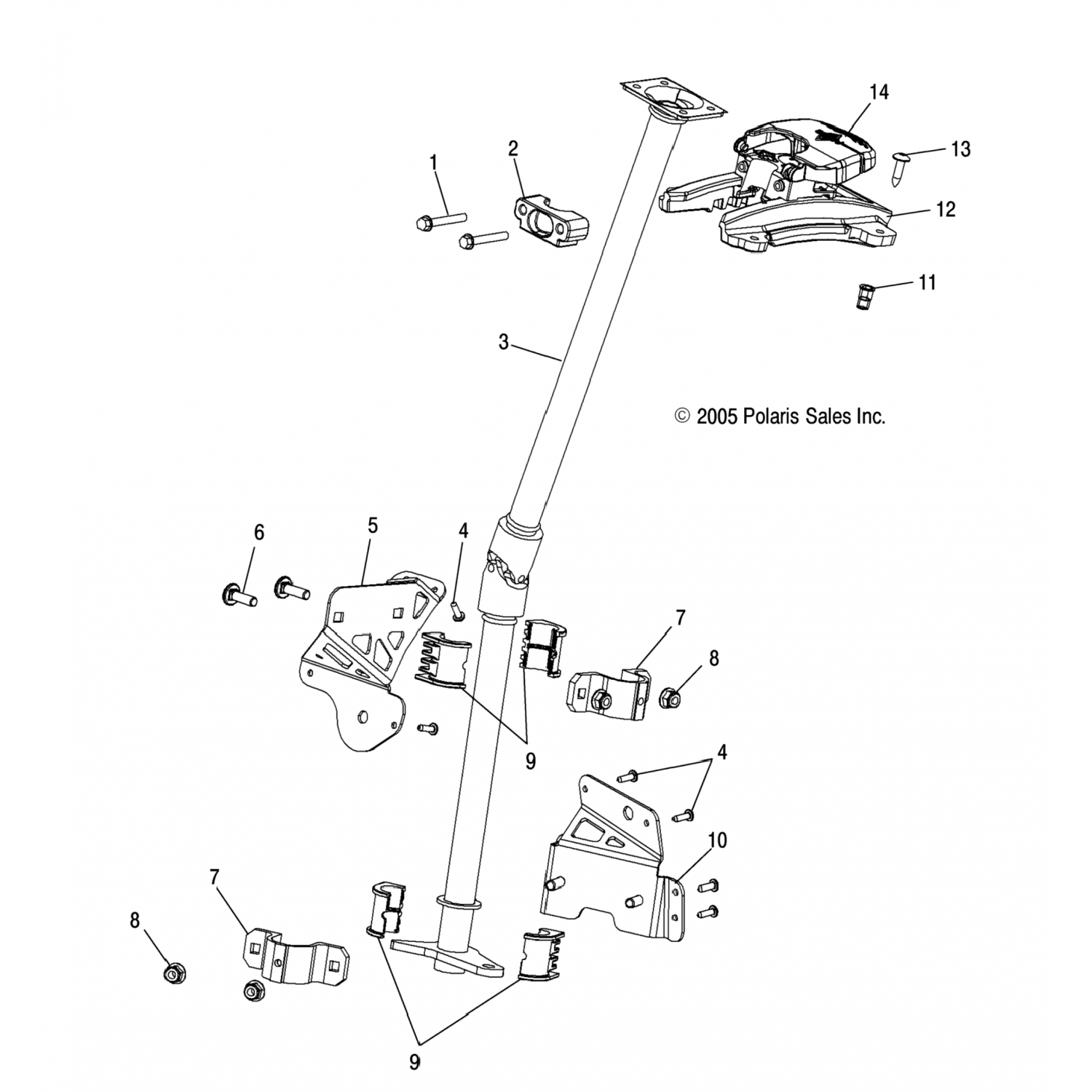 5249509 Polaris Кронштейн средней рулевой стойки