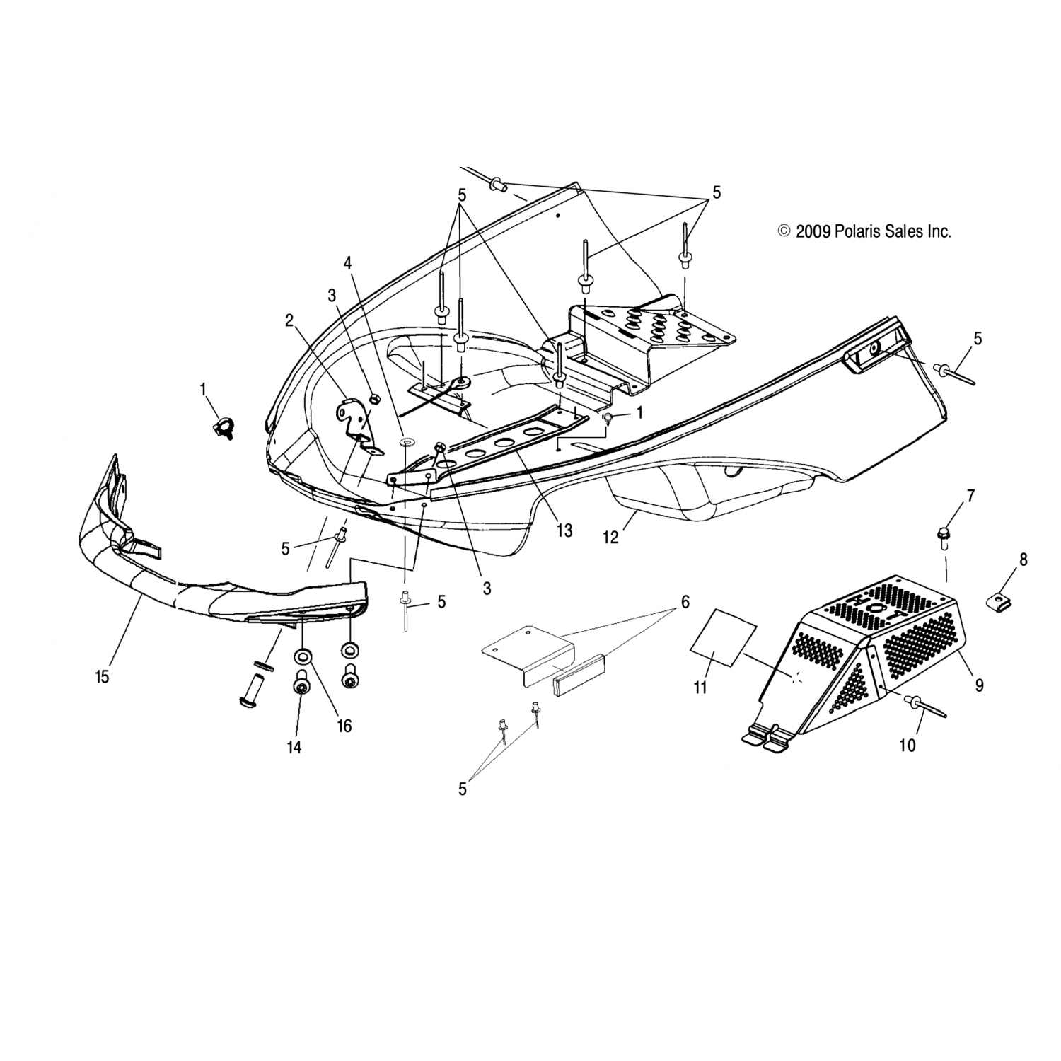 5433536070 Polaris Бампер передний, черный 5433536-070