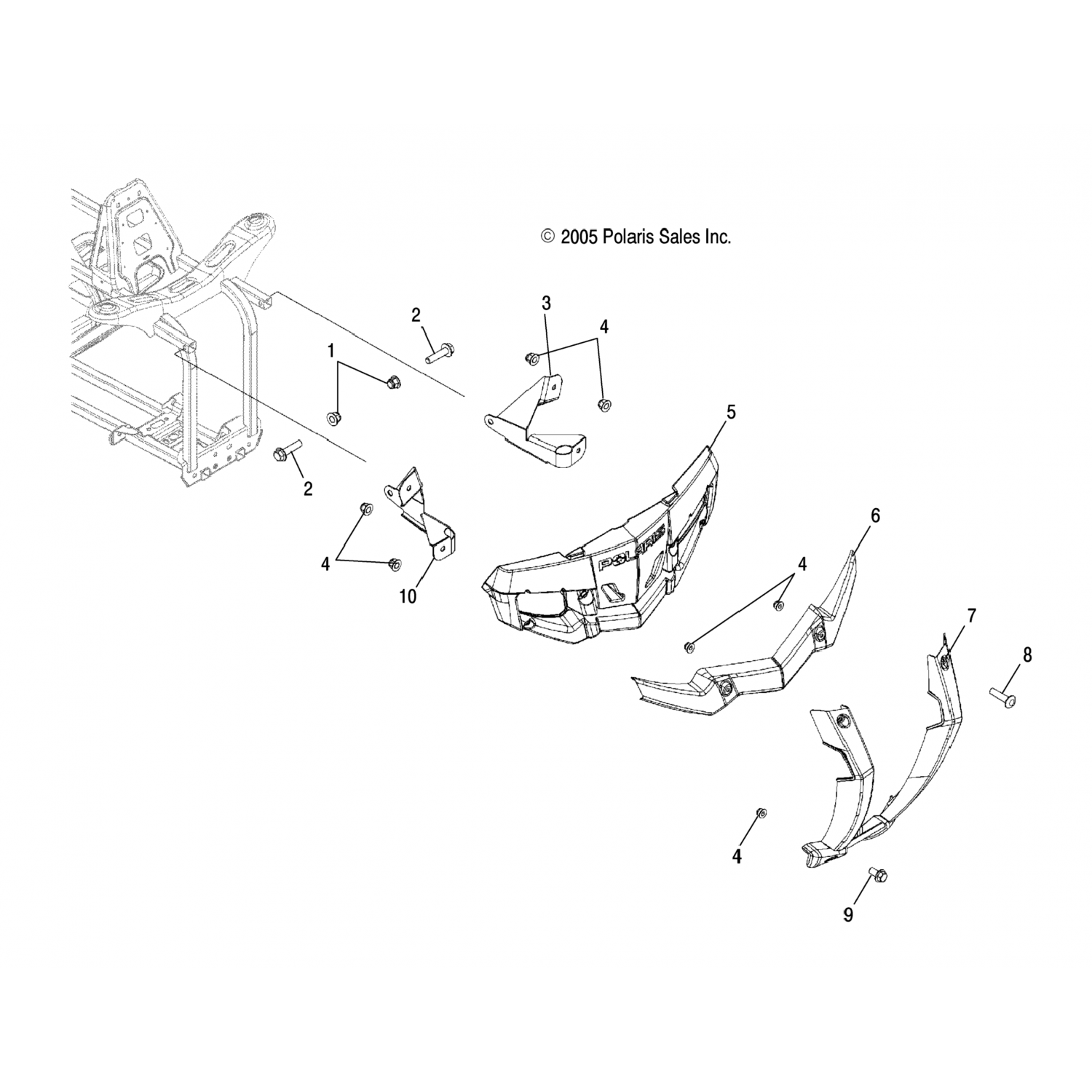 5435715070 Polaris Бампер передний, черный 5435715-070