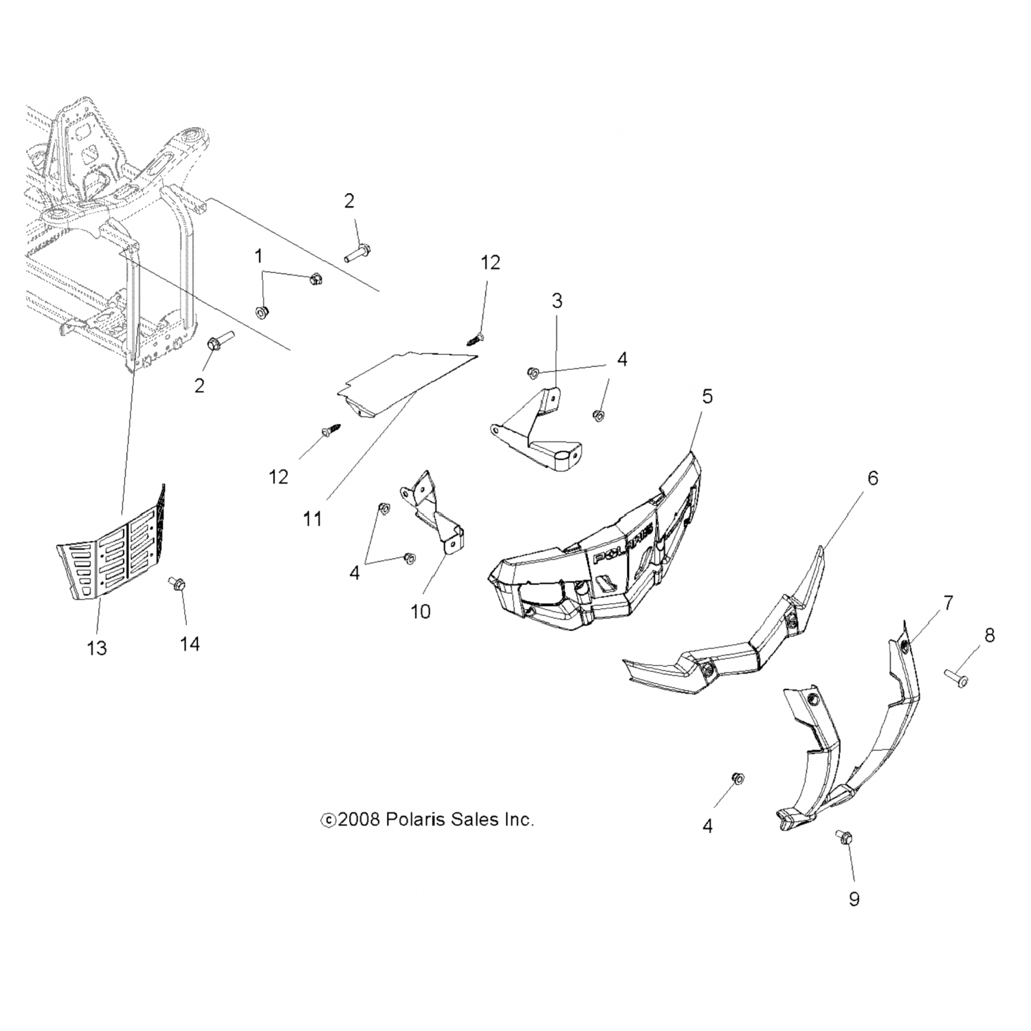 5437750070 Polaris Бампер передний, черный 5437750-070