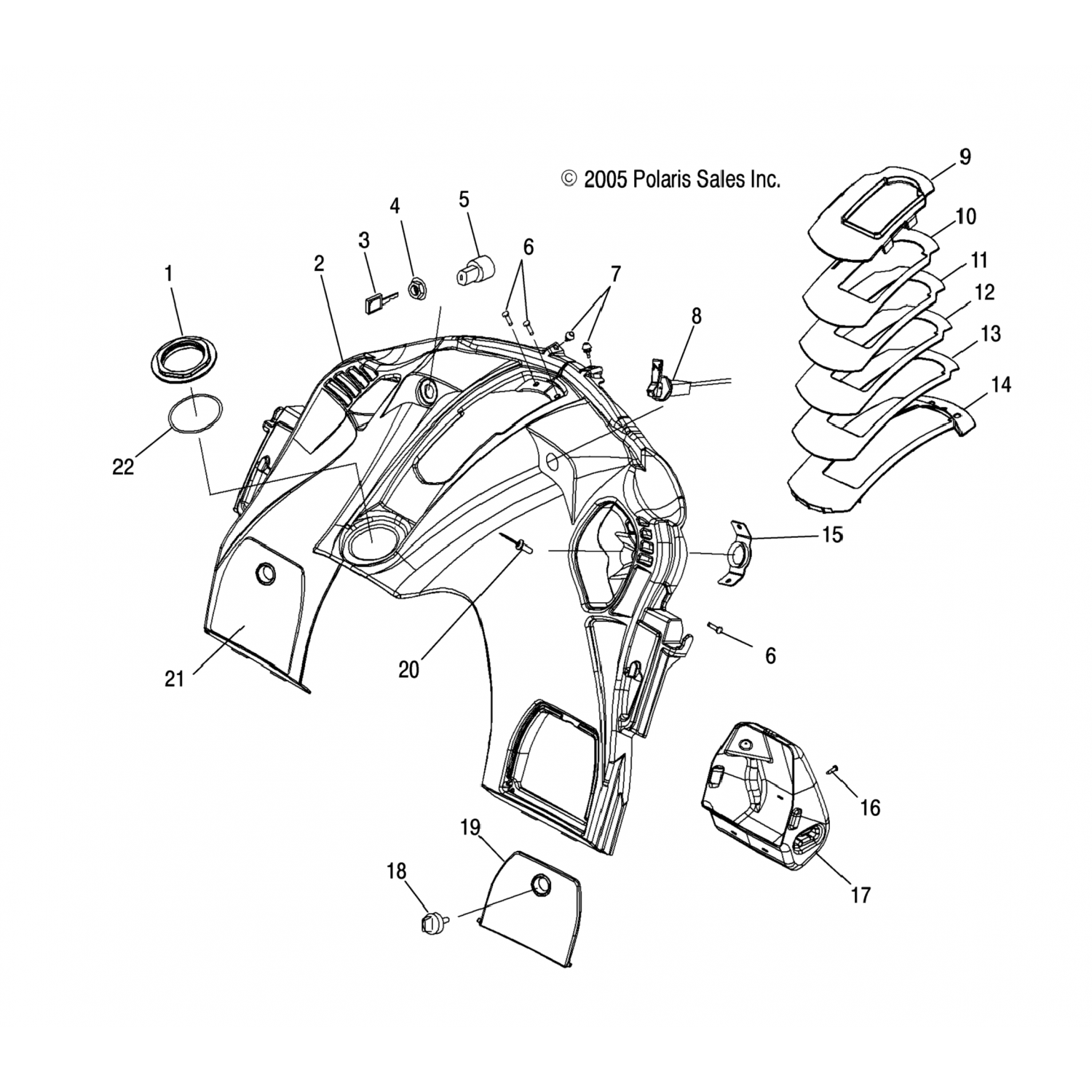 2632825070 Polaris Дверь, консоль, черный 2632825-070
