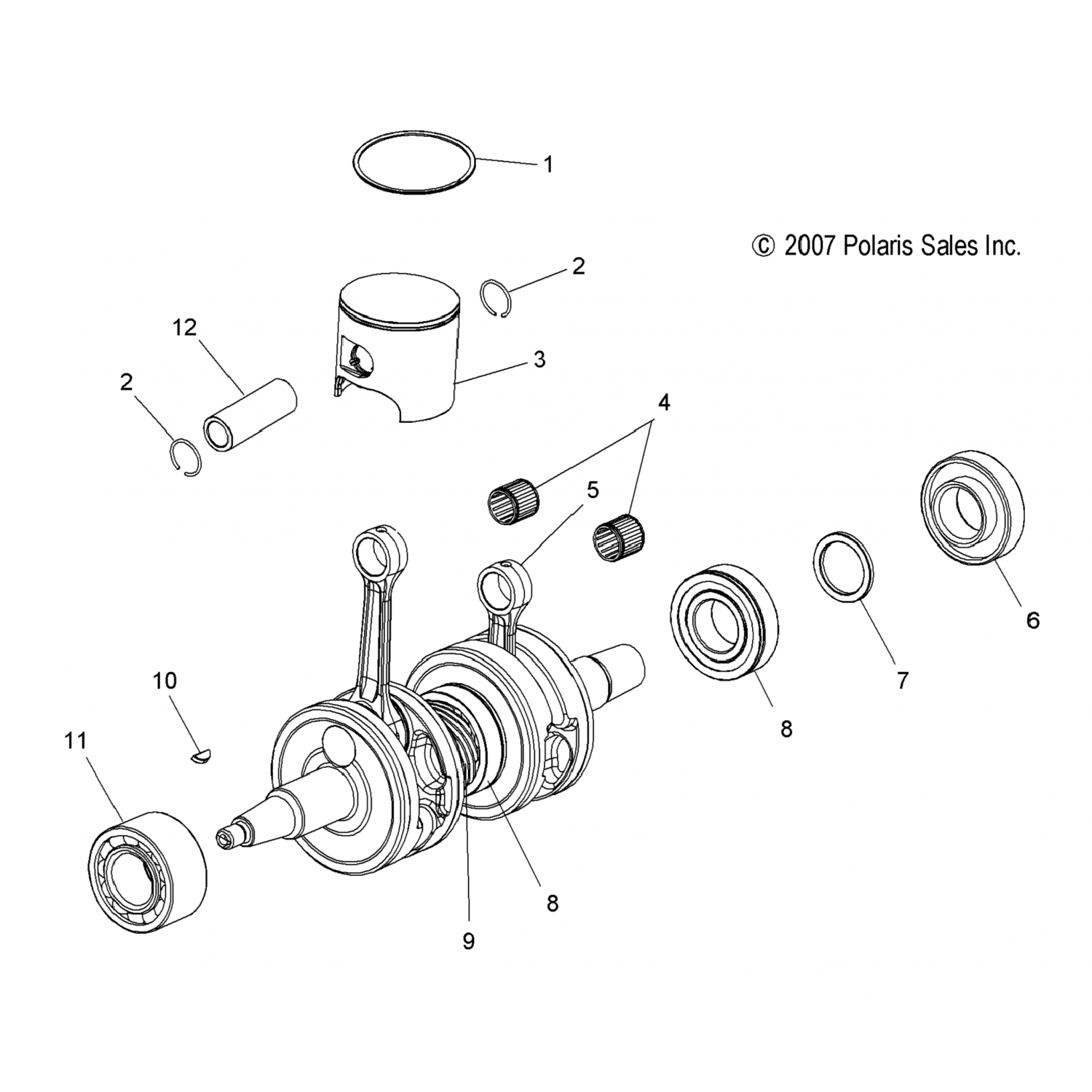 2203803 Polaris Комплект коленчатого вала, 600р