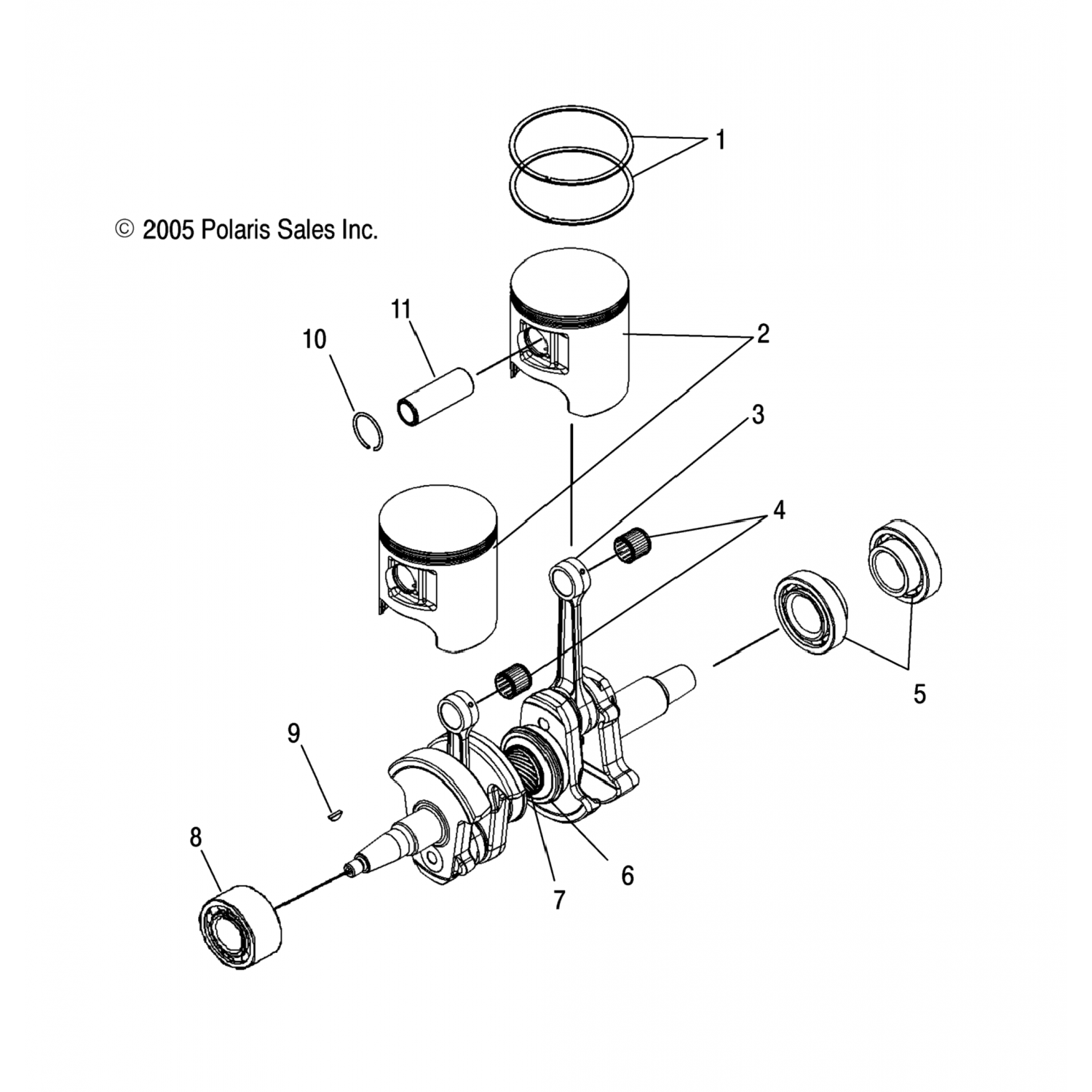 2203098 Polaris Комплект поршень 86-86 (вкл.1, 6, 11)