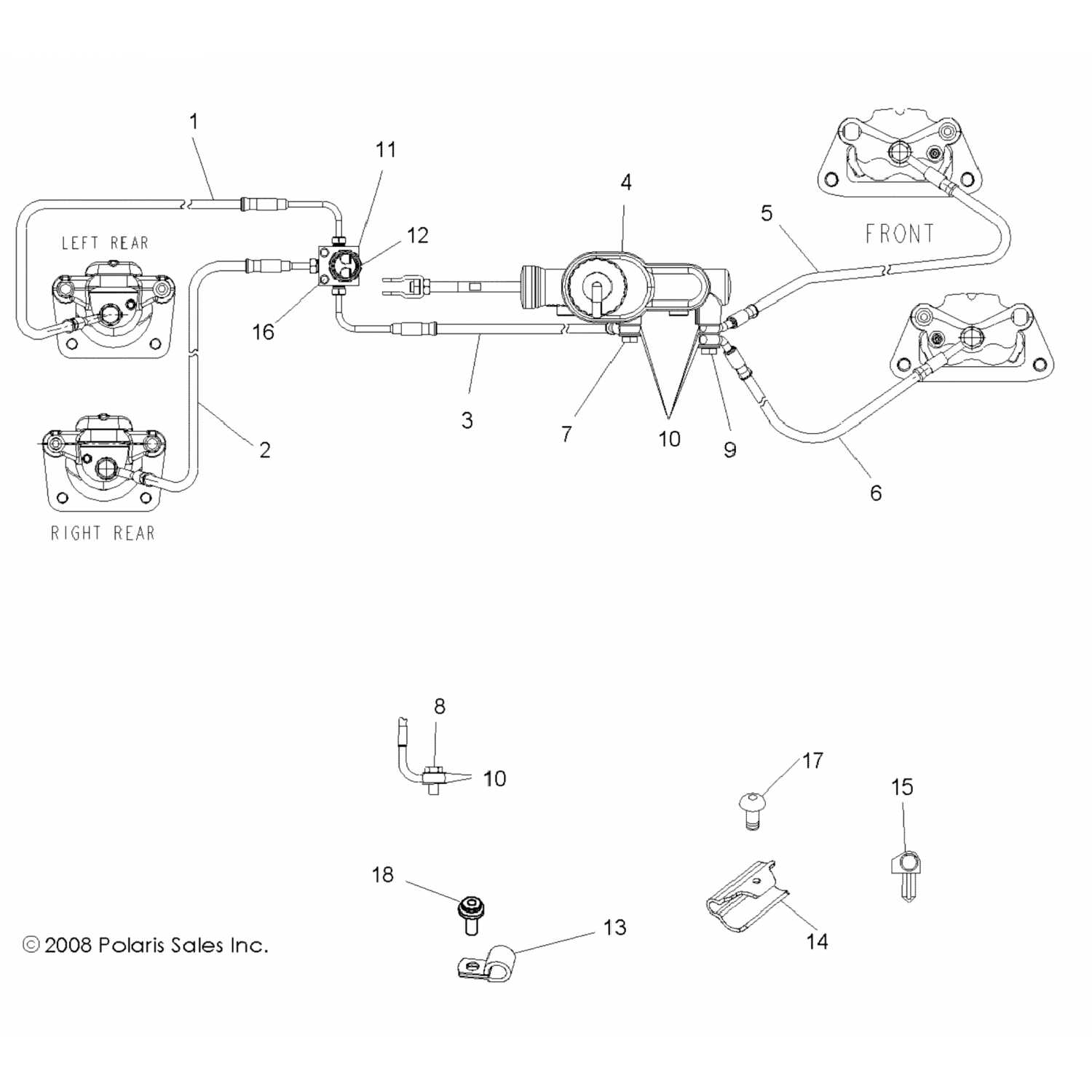 1911449 Polaris Линейный тормоз, rr, lt, int&#039;l