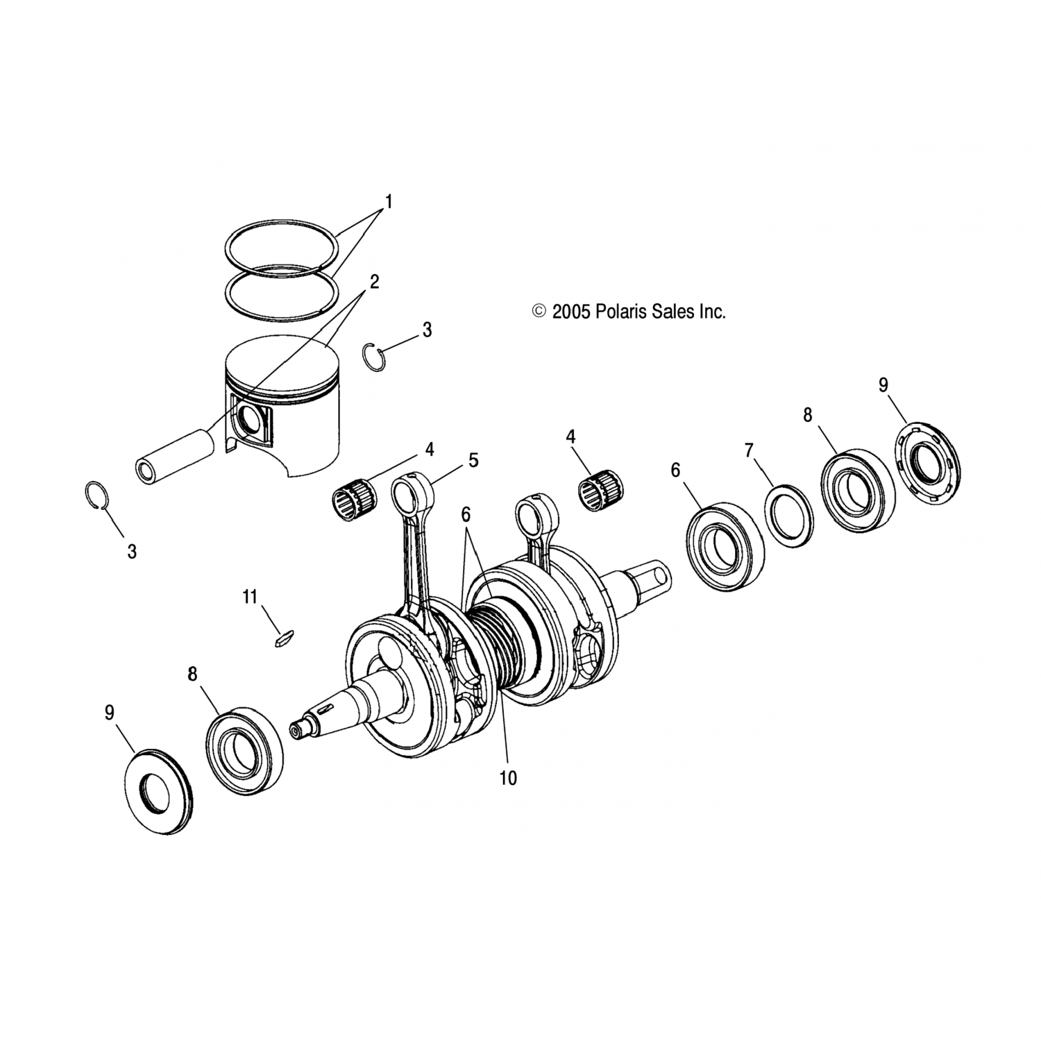 2202156 Polaris Комплект-поршневое кольцо 1/2k 1,2мм 66