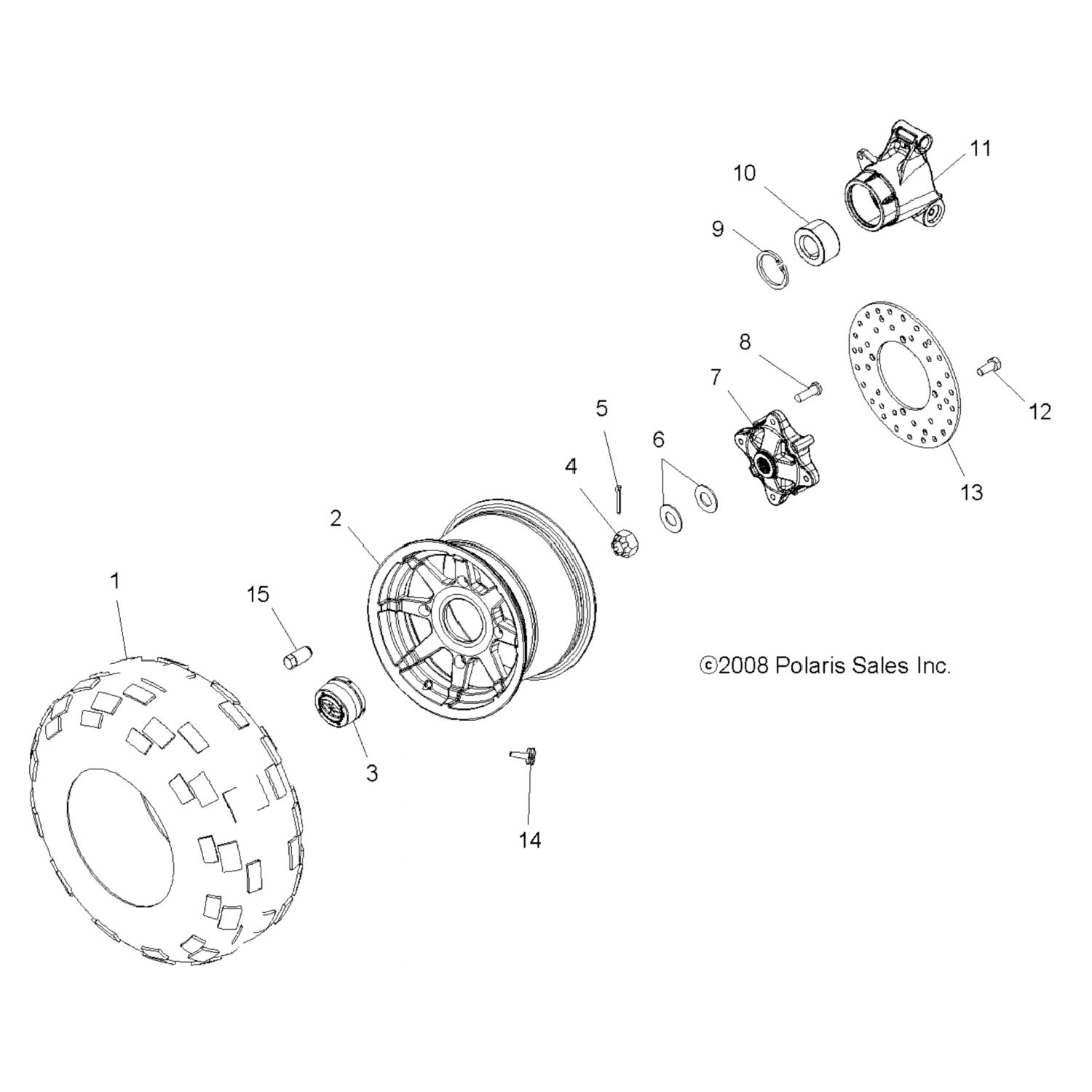 1521105 Polaris обод задний, 12x8, литой, 31 мм офст