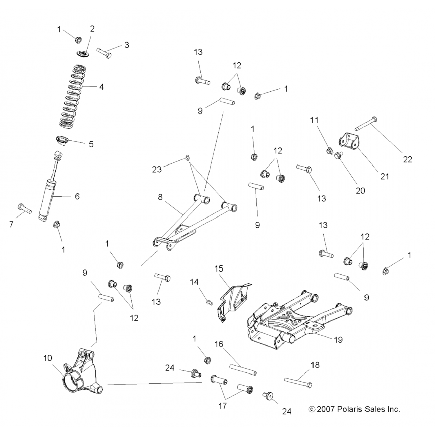 5437234070 Polaris Щит-шток, задний, rh, blk 5437234-070