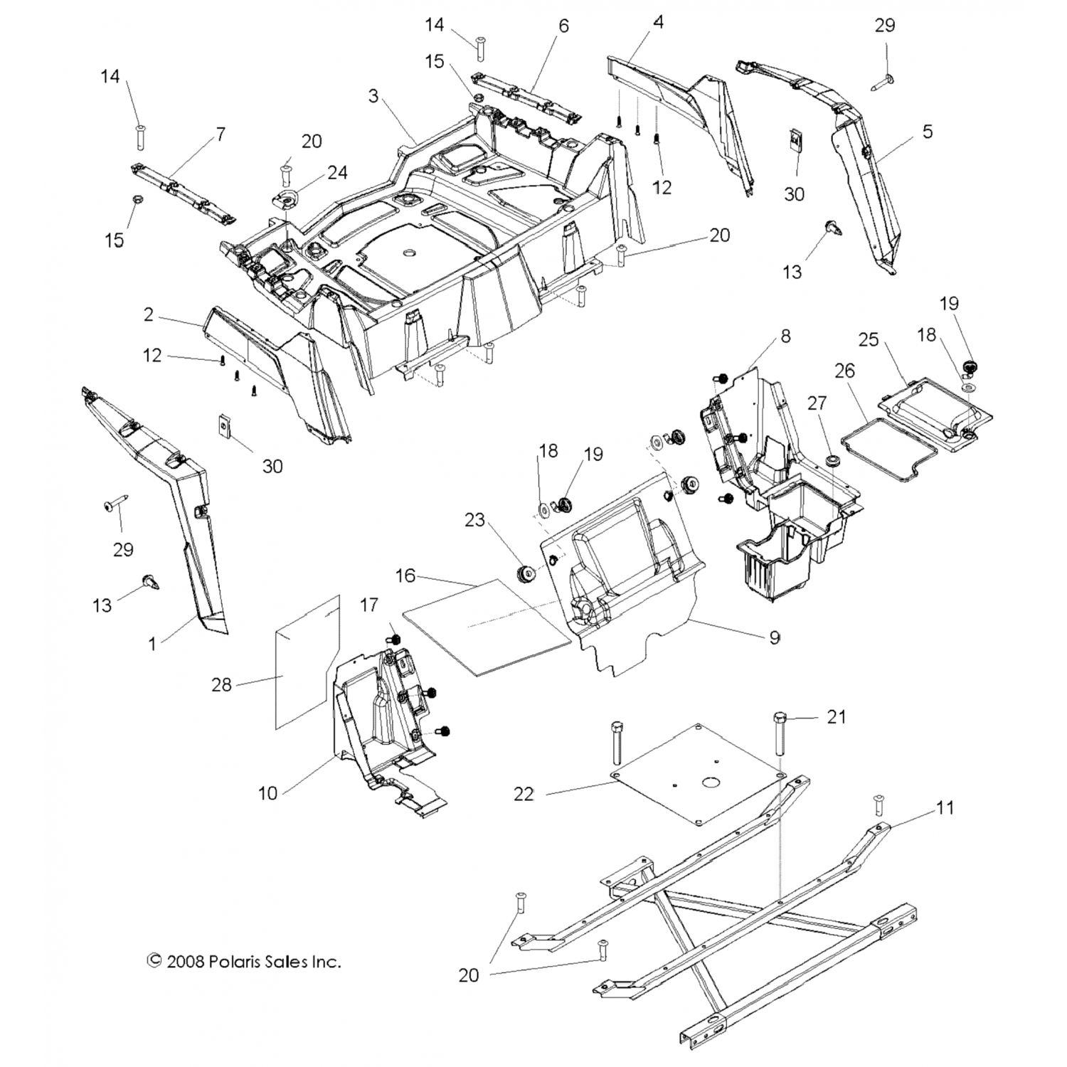 2634121070 Polaris Асм-стойка, задняя, черный 2634121-070