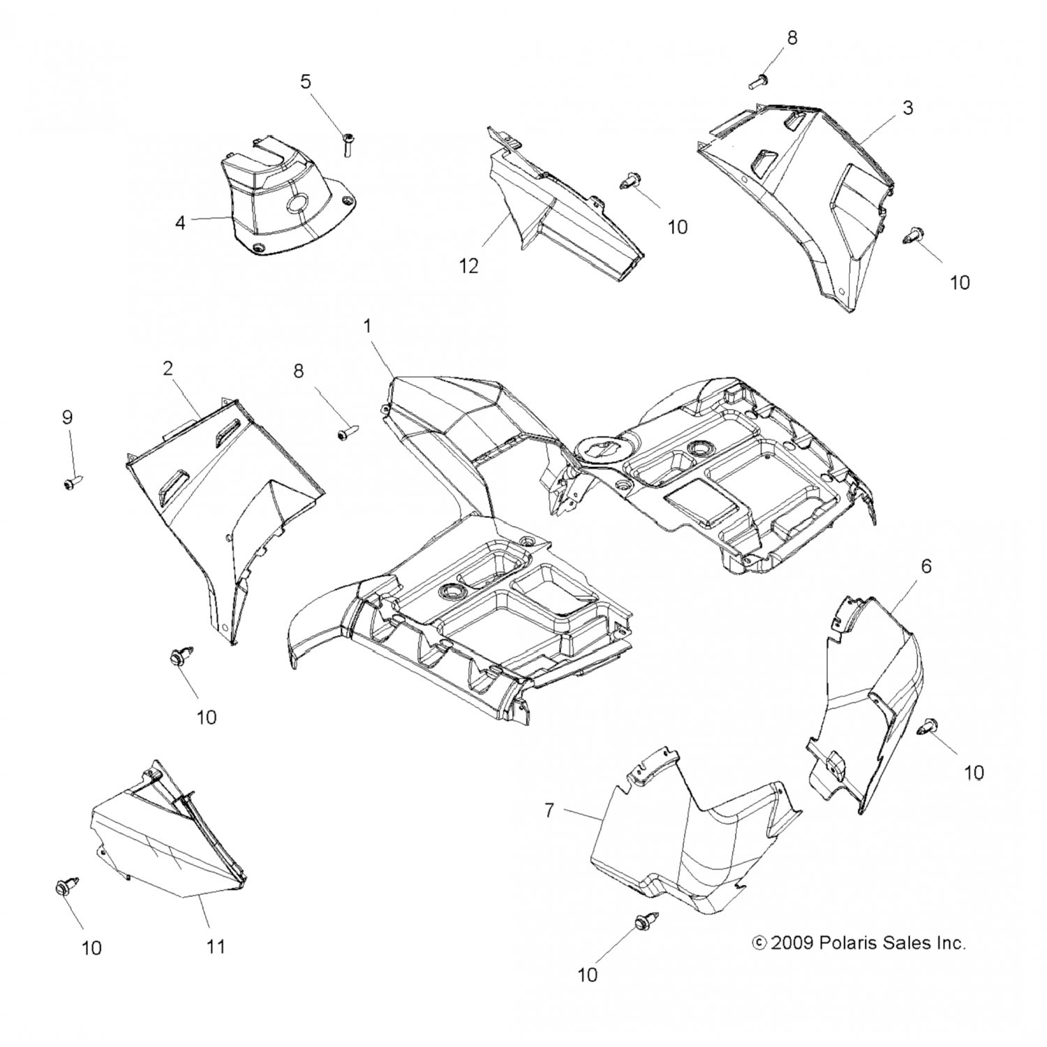 5437741509 Polaris Панель боковая, вверх, lh, pntd, s.graph 5437741-509