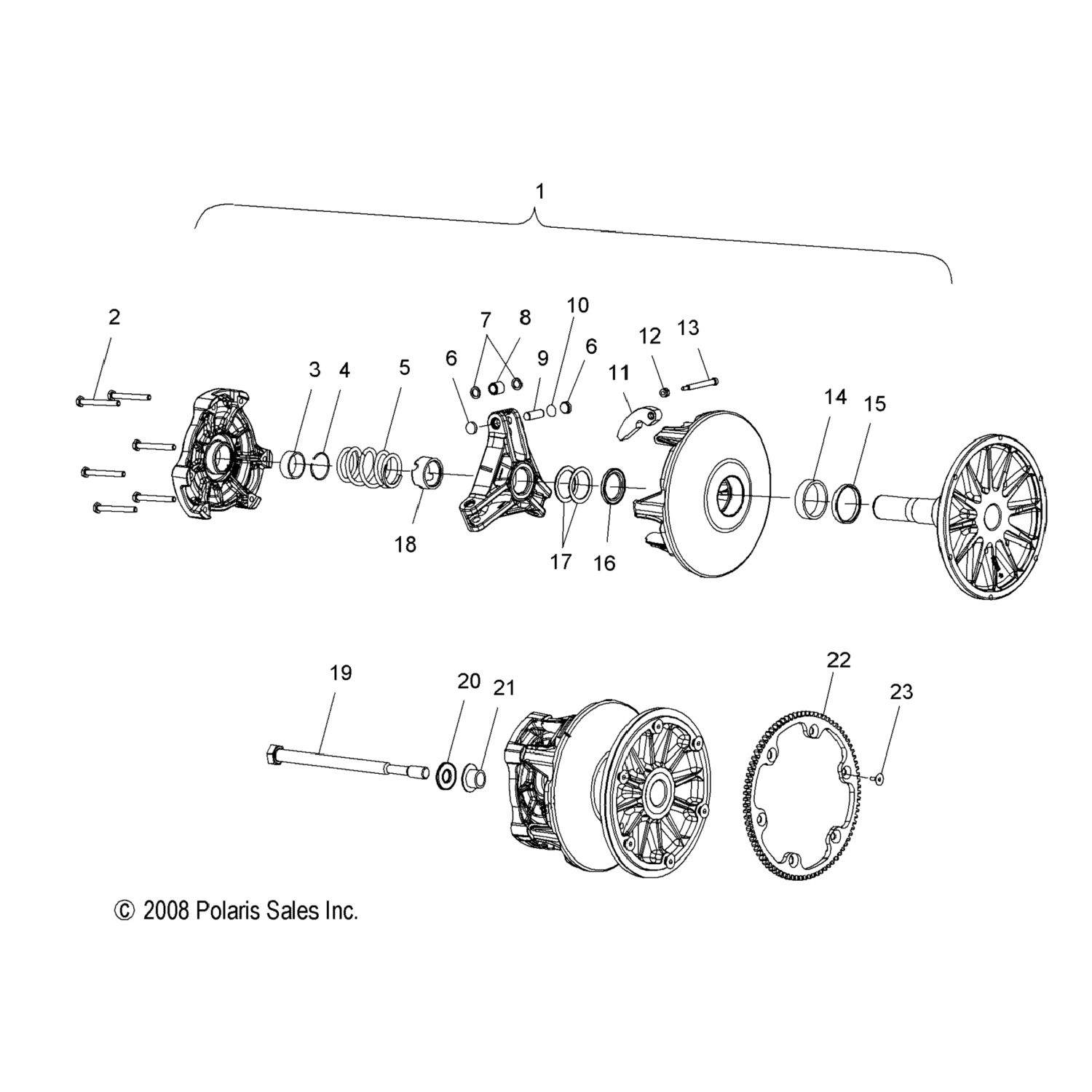7043681 Polaris Пружина сцепления двс 120/310 блк