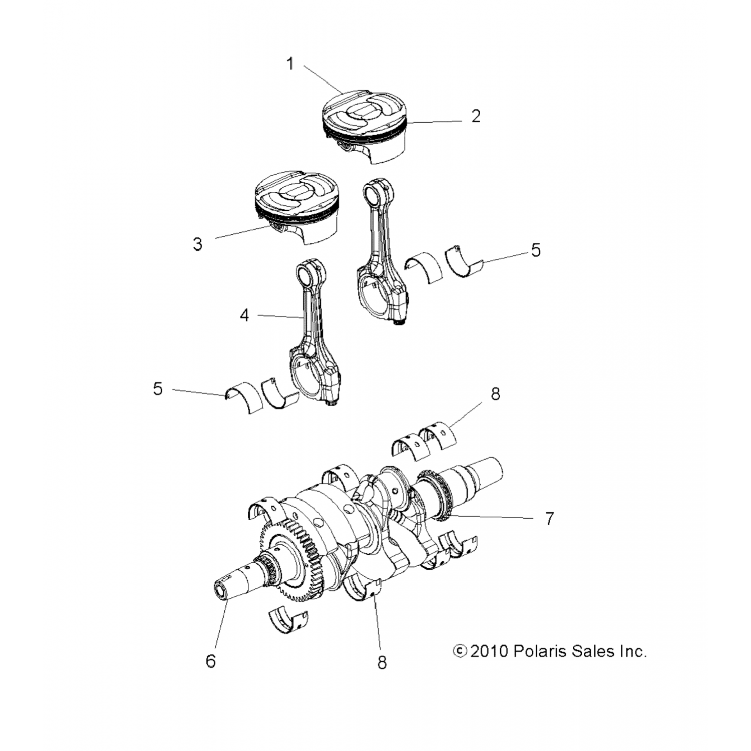 2204509 Polaris Комплект-поршневые кольца 93мм,875