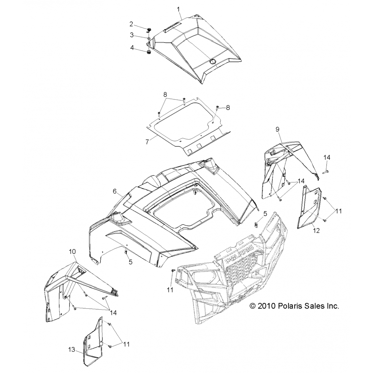 5438728070 Polaris Крыло откидное, широкое, переднее, rh, blk 5438728-070