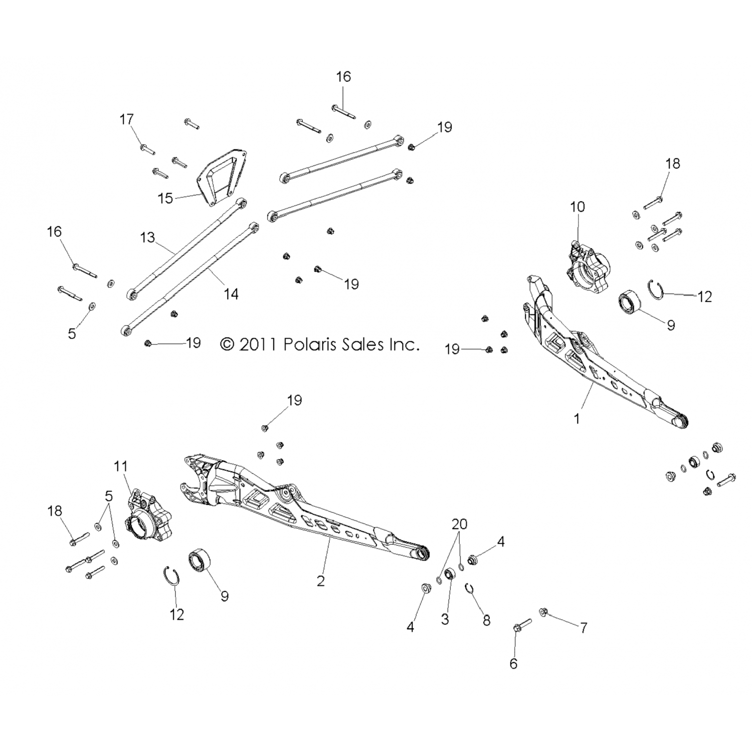 1017465133 Polaris рычаг сварной, лх, белый 1017465-133