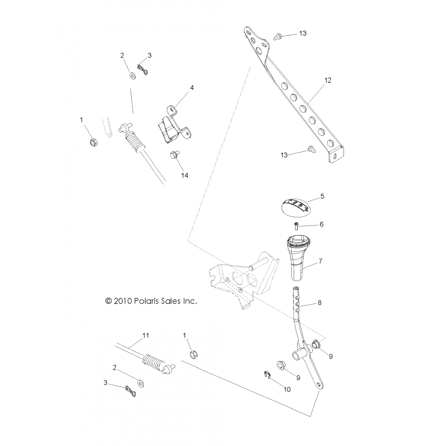 1018016 Polaris Кронштейн, трос, переключение