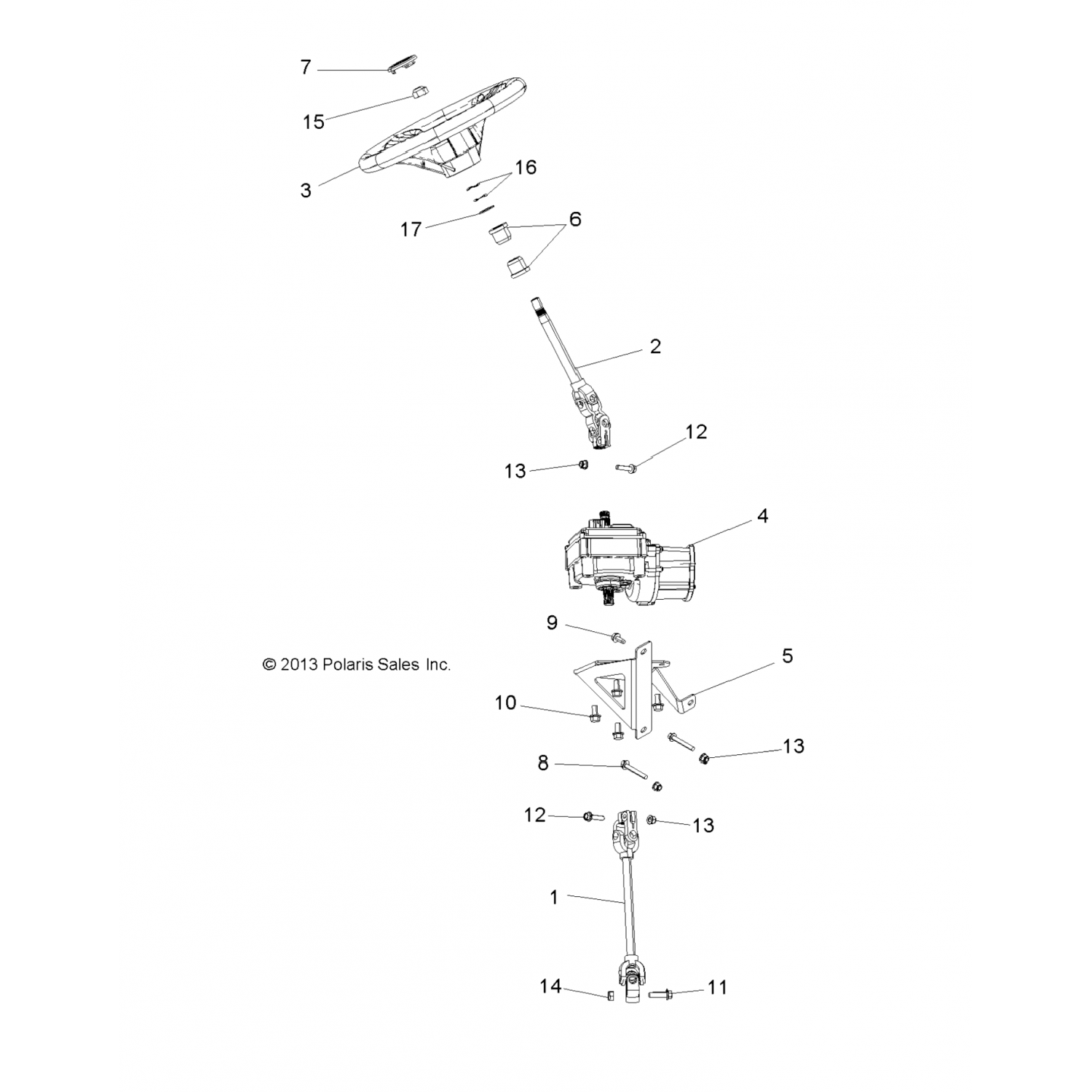 1543176 Polaris Вал рулевой, верхний