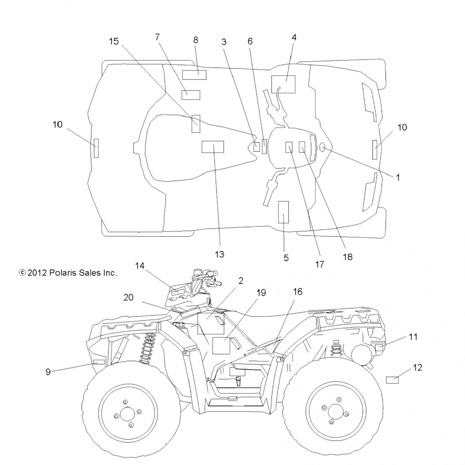 7178819 Polaris Декаль боковая, 850 efi, красная, rh