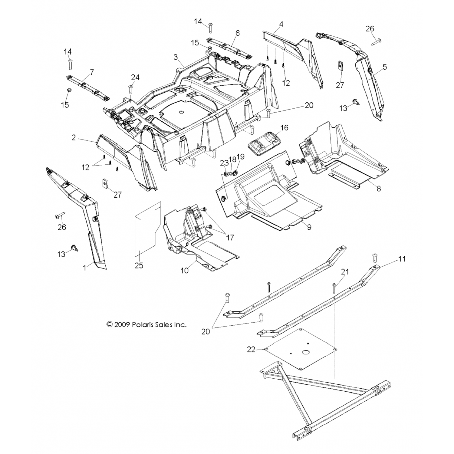 5437392070 Polaris Крыло заднее, lh, blk 5437392-070
