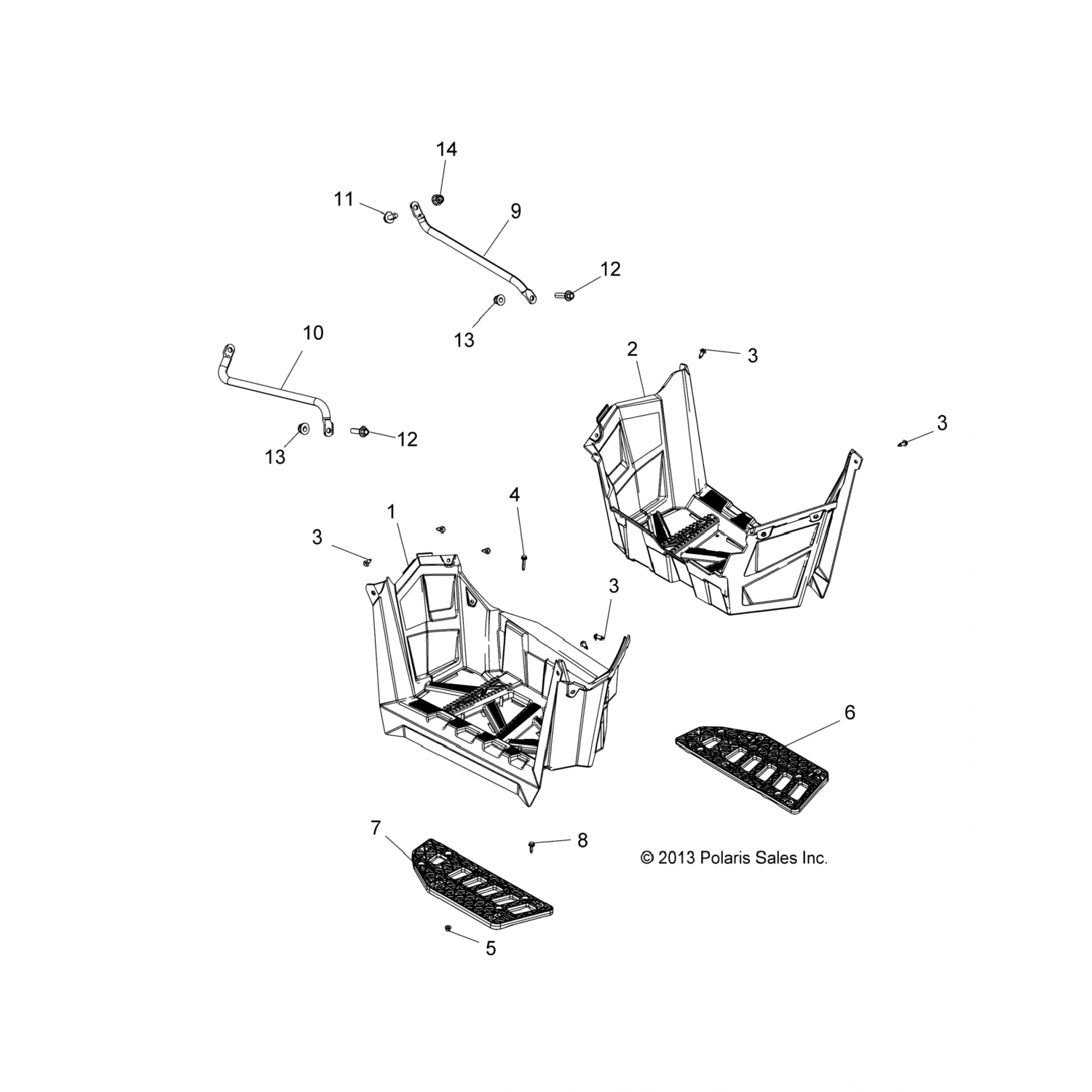 5439666070 Polaris Колодка для ног rh,blk 5439666-070
