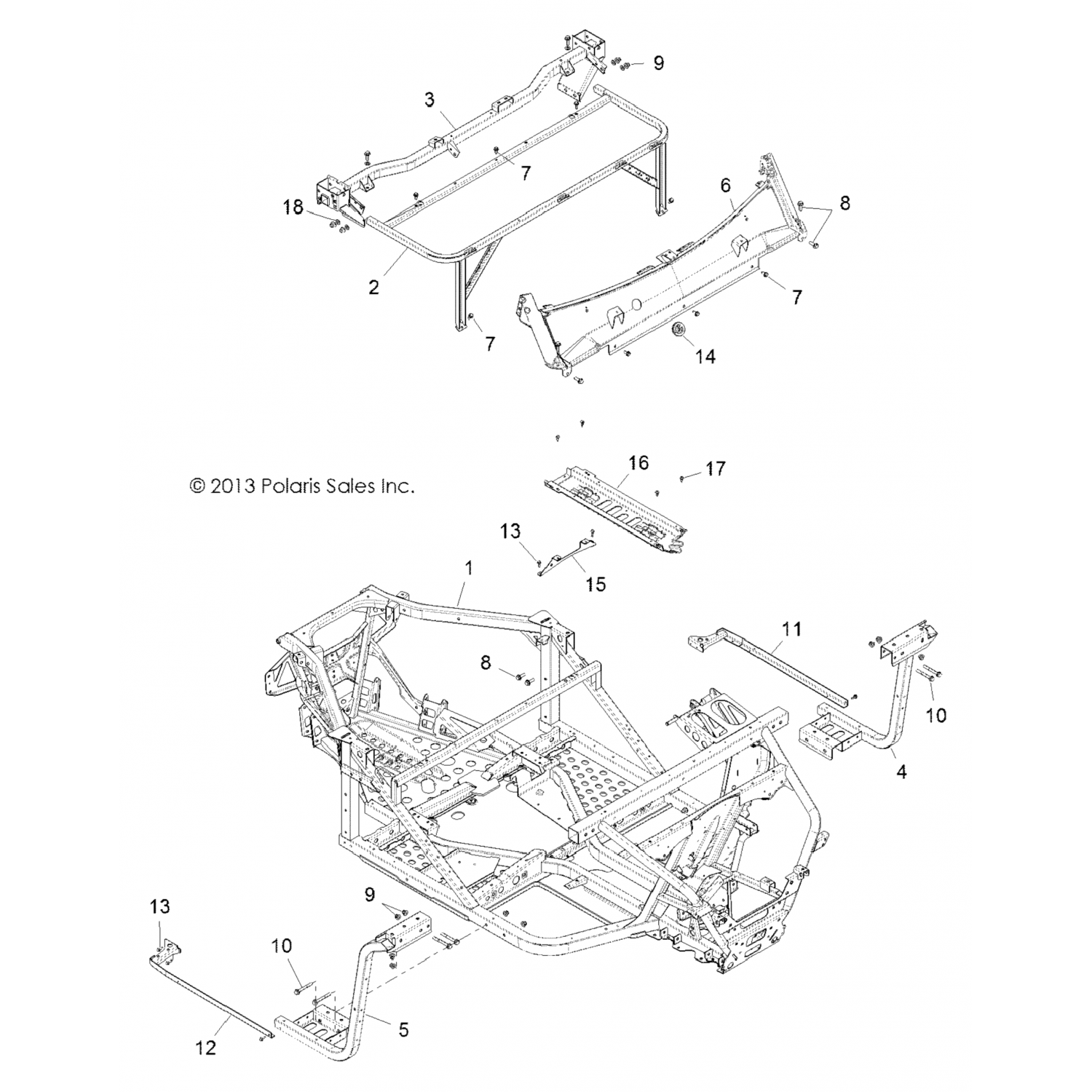 1018295329 Polaris Опора кабины, задняя, черный 1018295-329
