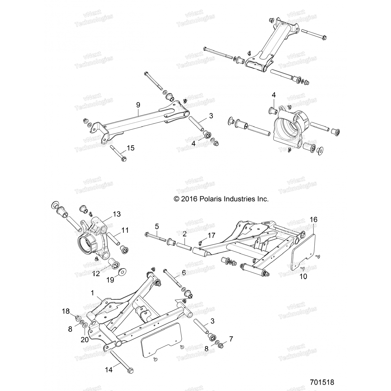 1018822458 Polaris СВАРКА-АРМА, ЗАДНИЙ, LWR, LH, 60, BLK 1018822-458