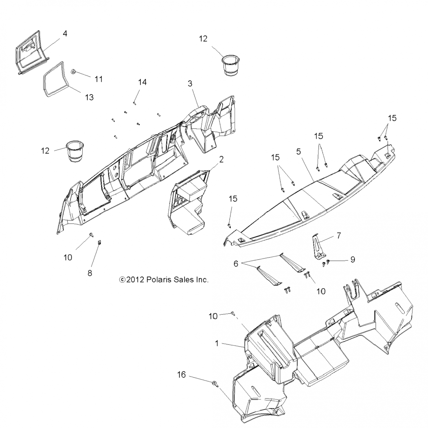 5439015342 Polaris Панель приборов, нижняя, солнечный красный 5439015-342