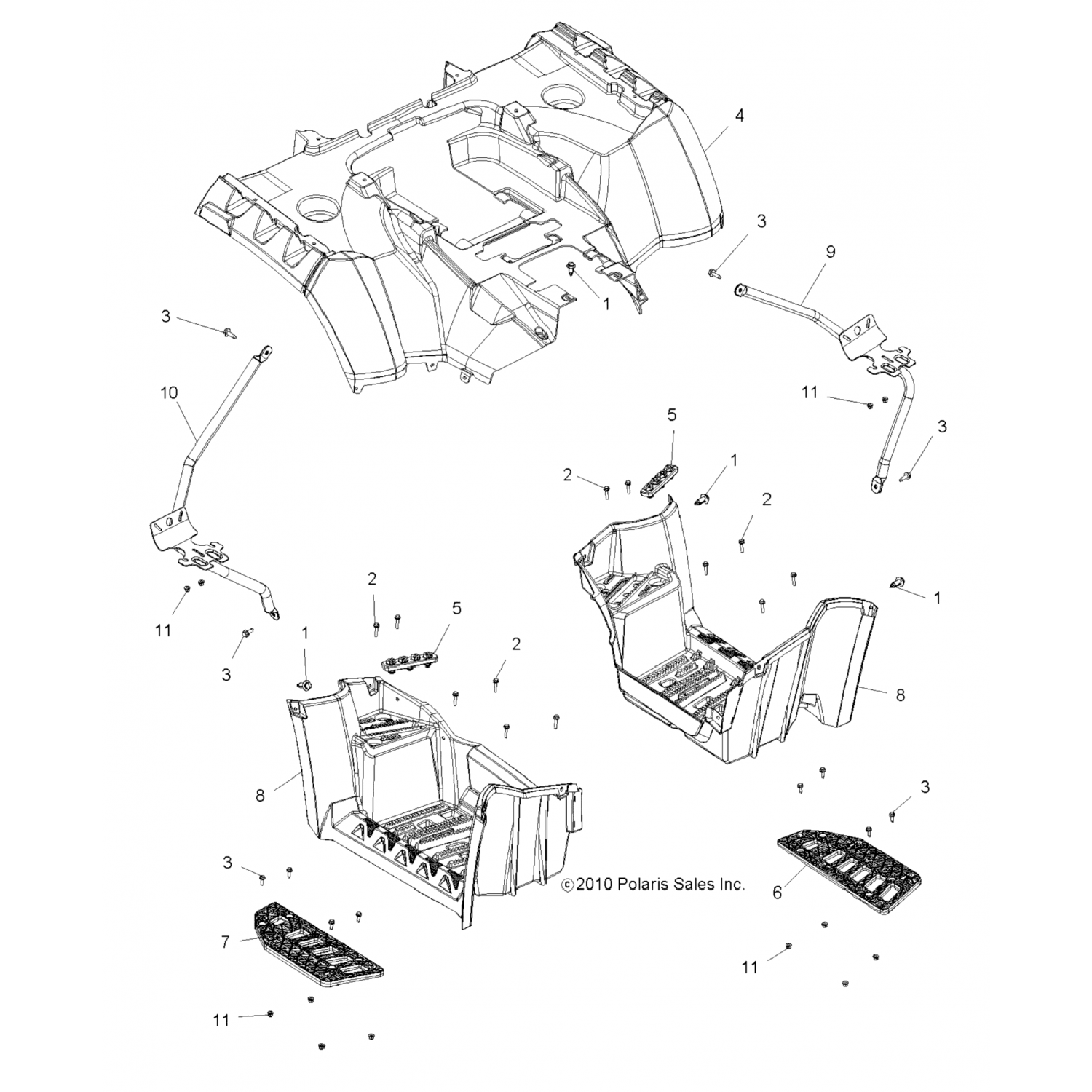 1020407329 Polaris СВАРКА ОПОРЫ ДЛЯ НОГ, LH, BLK 1020407-329