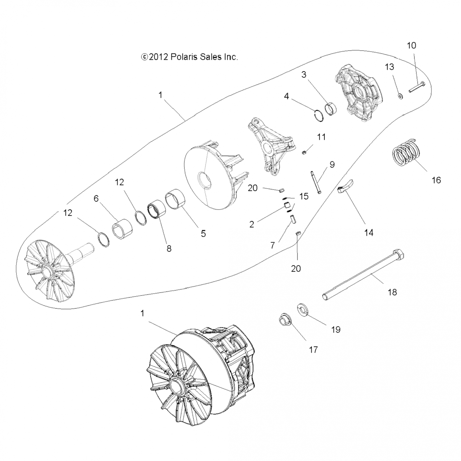 1323193 Polaris МУФТА ПРИВОДА АСМ, ОСНОВНАЯ, ПОДШИПНИК