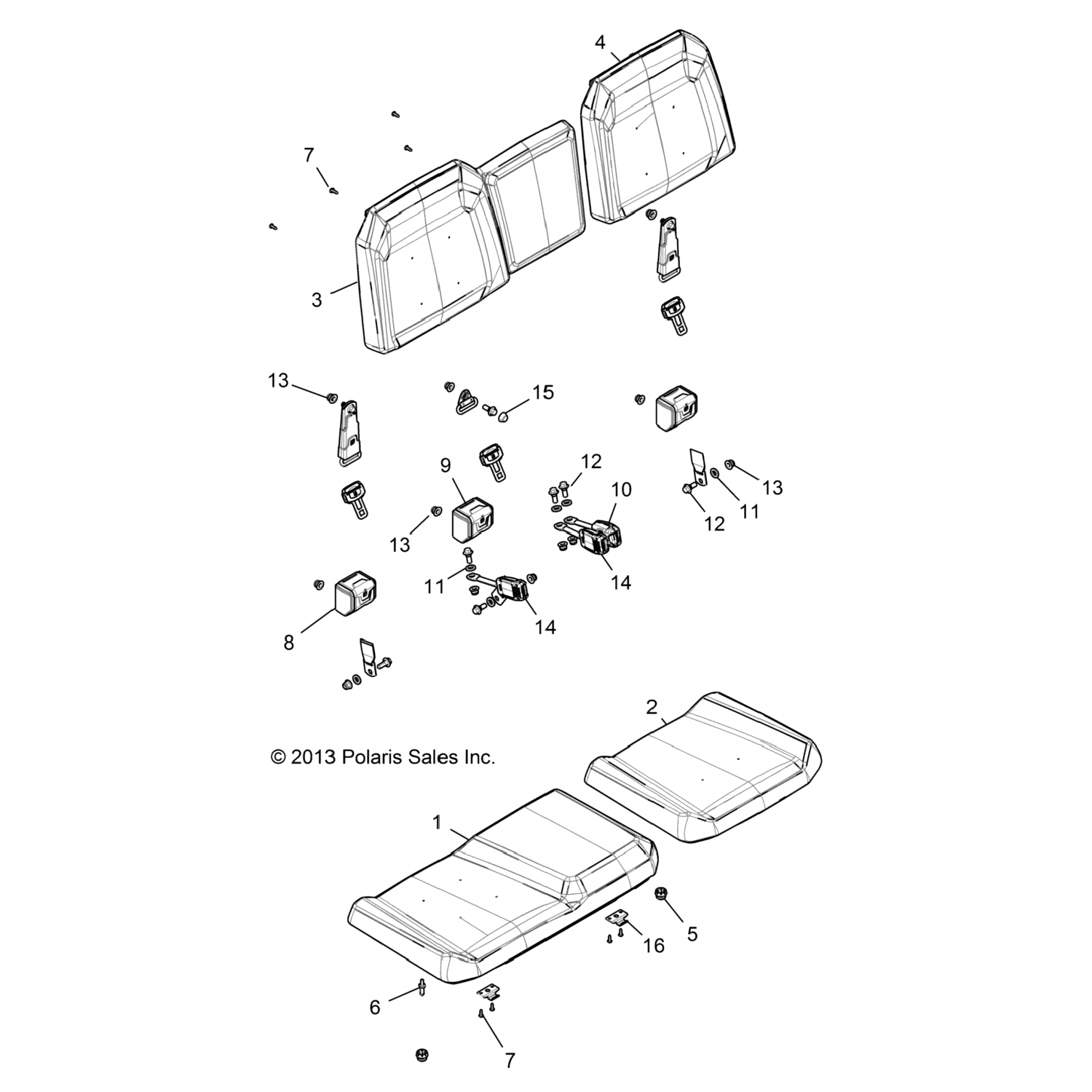 2684970070 Polaris КРЫШКА-СИДЕНЬЕ, НИЖНЯЯ ЧАСТЬ, 40, BLK 2684970-070