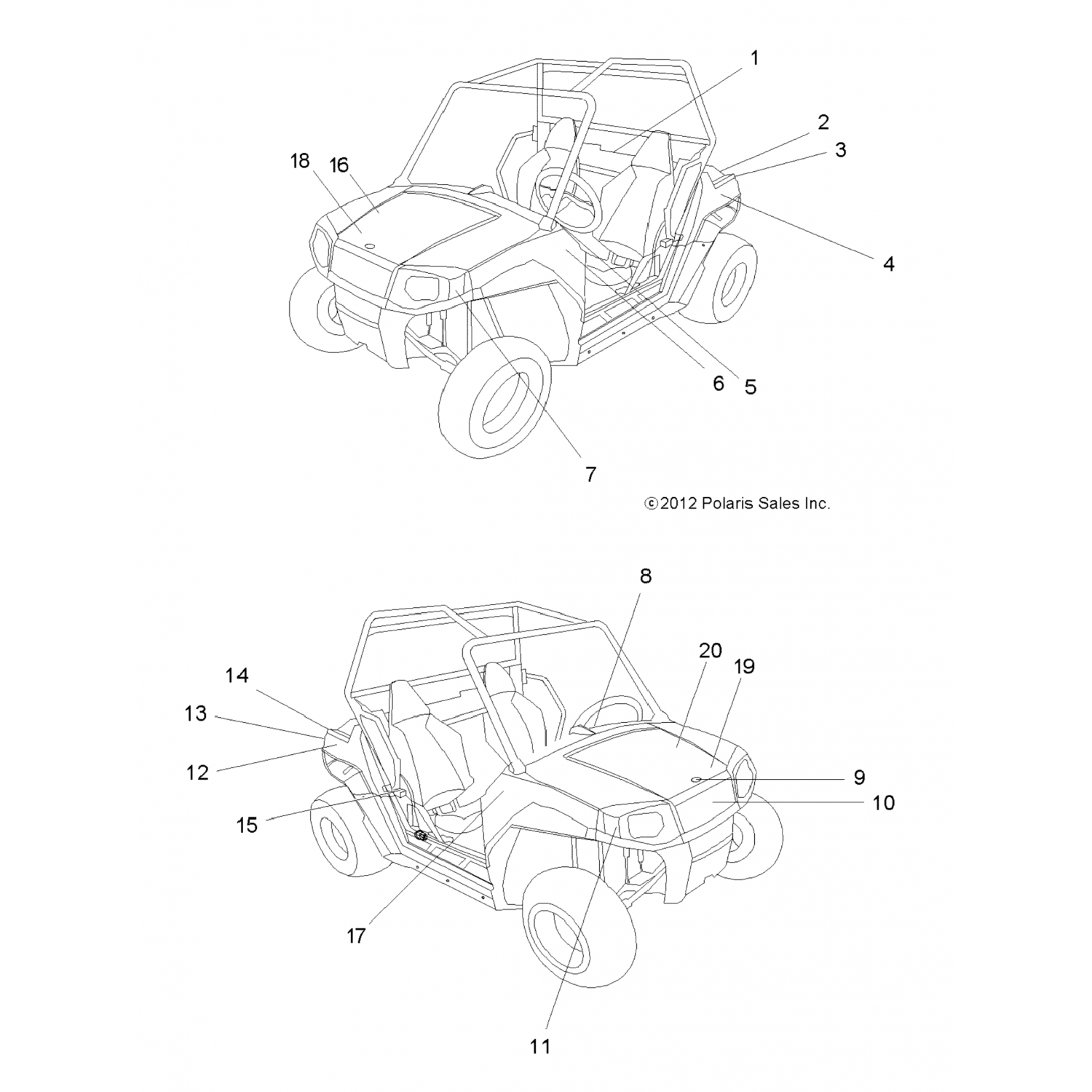 7180100 Polaris ДЕКОЛЬ-КРЫШКА КАПОТА, СИНЯЯ, RH