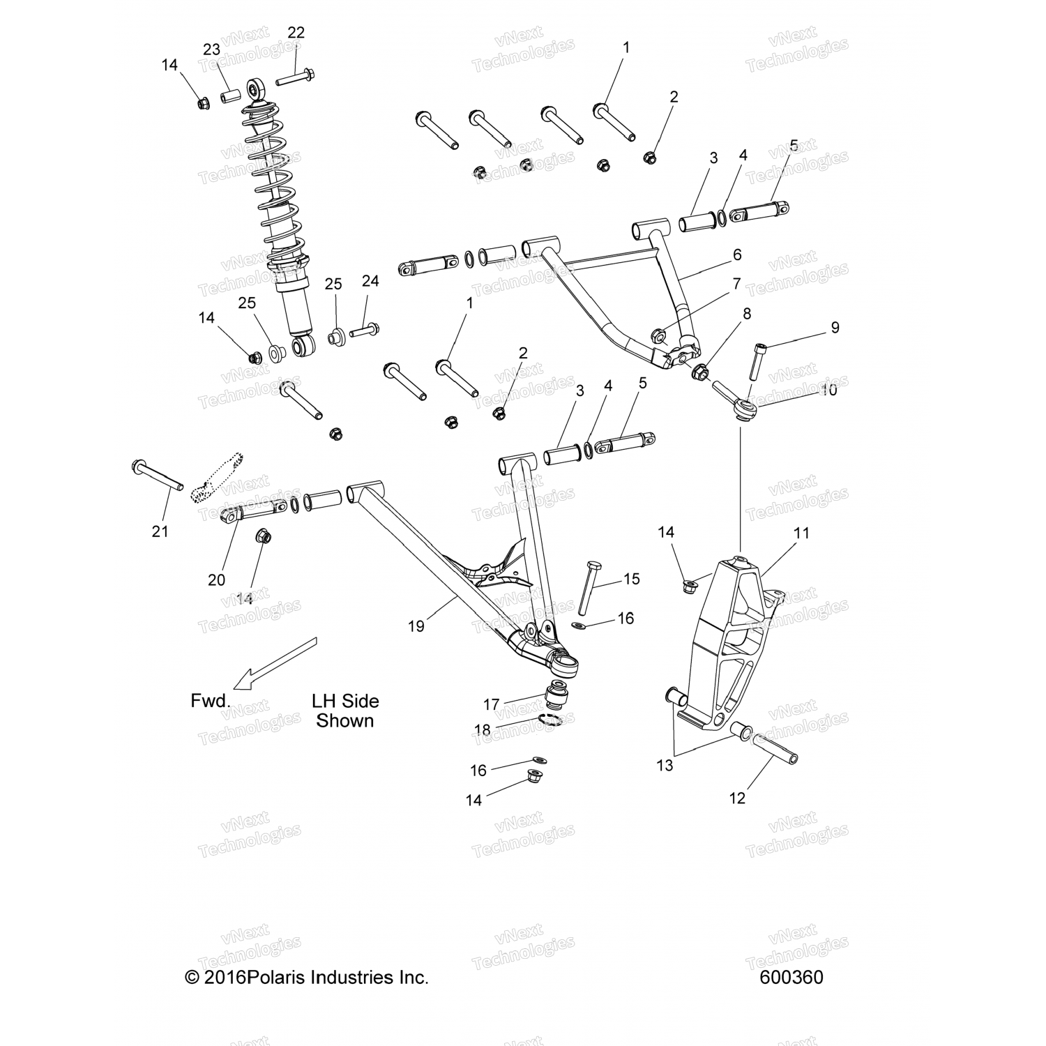1824369458 Polaris РЫЧАГ СВАРНОГО ШВА, LCA, RMK, RH BLK 1824369-458