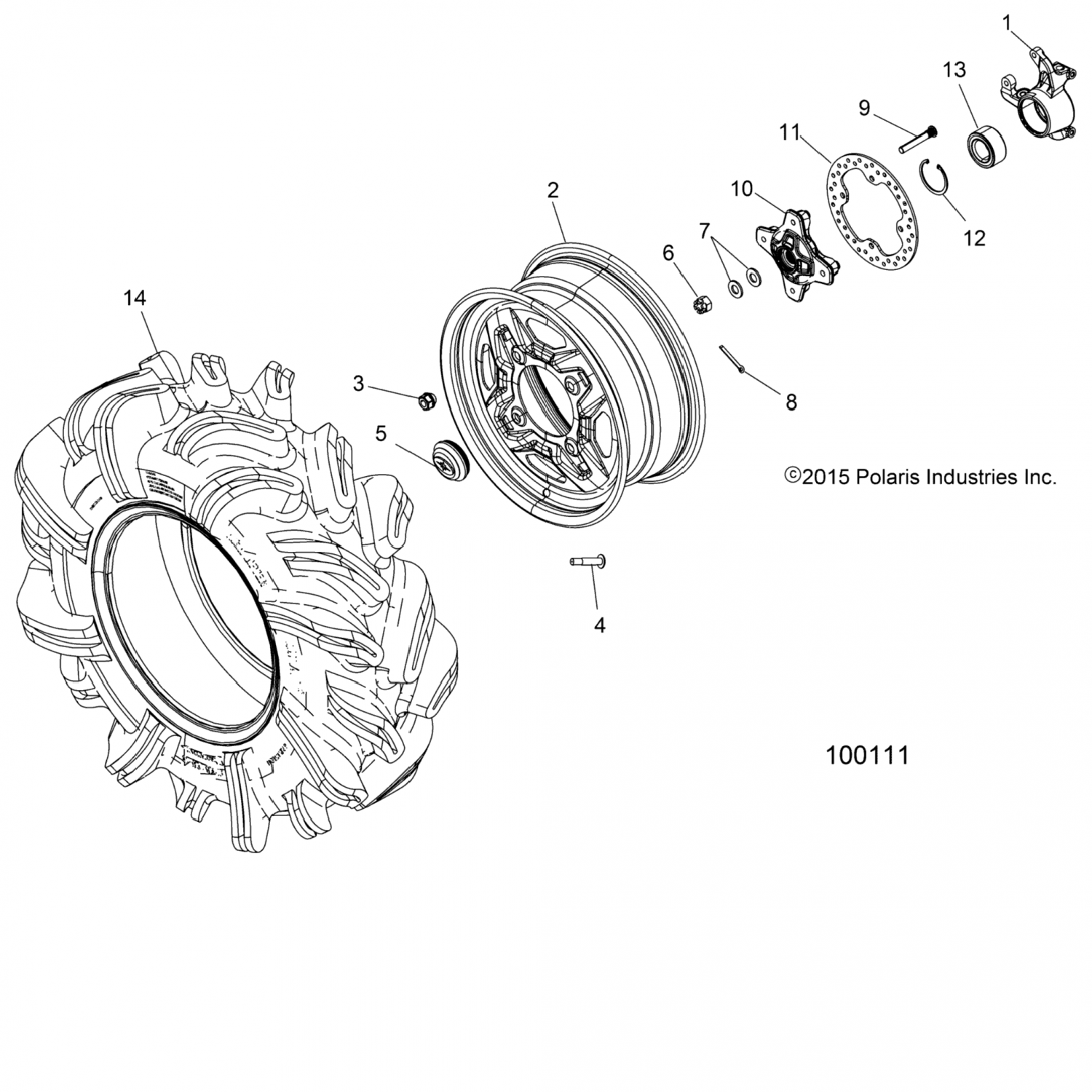 1522664067 Polaris ОБОД СВАРНОЙ, ПЕРЕДНИЙ, 14 "X6", ЧЕРНЫЙ 1522664-067