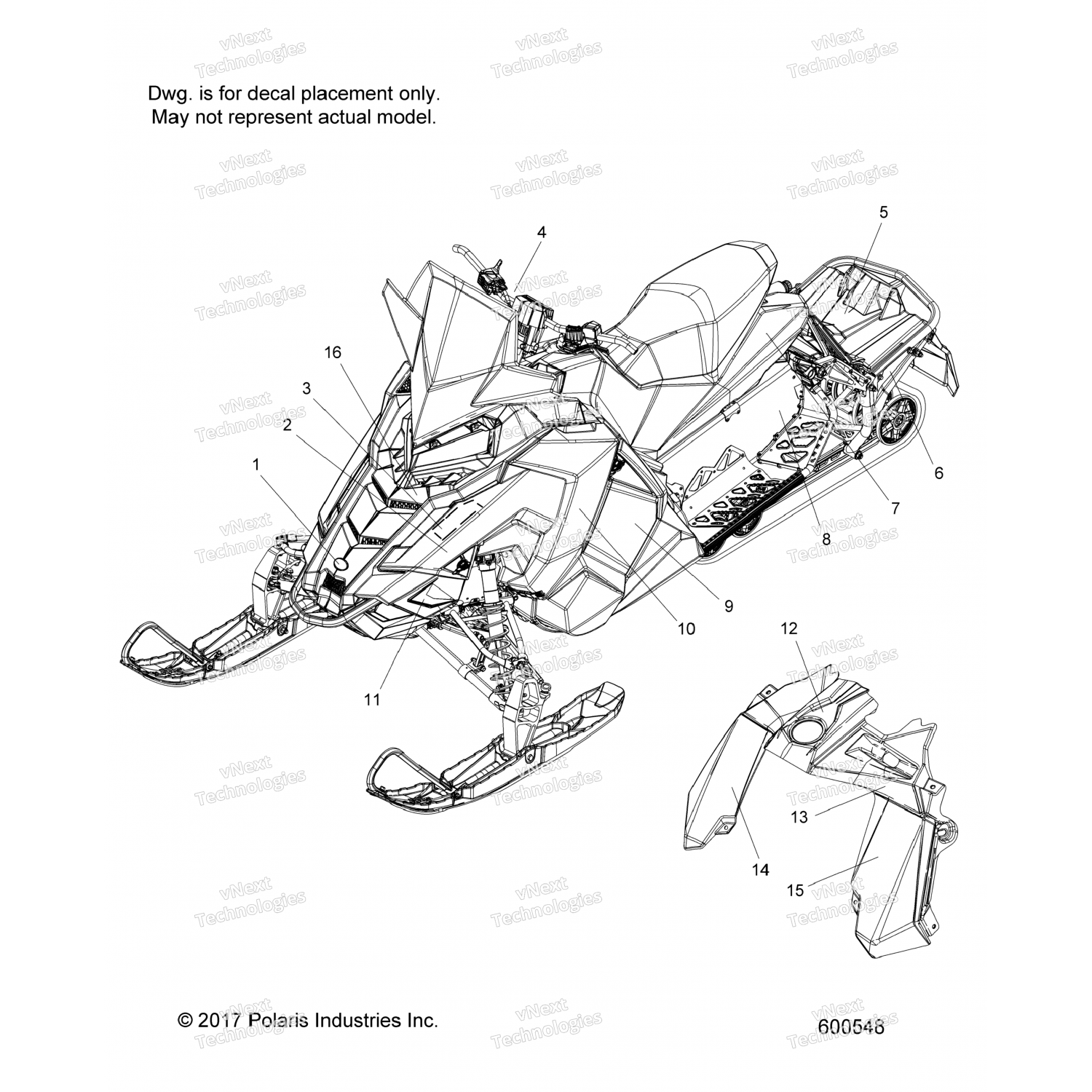 7185411 Polaris Декаль, туннель, "600" Rh