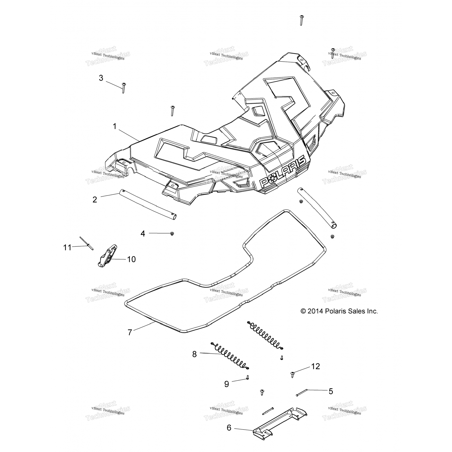 2637339070 Polaris Asm-Rack, передний, с/клеммы, md, blk 2637339-070