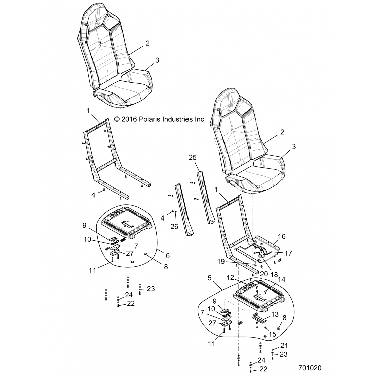 2688029 Polaris Asm-Сиденье, заднее, черный/красный/красный St
