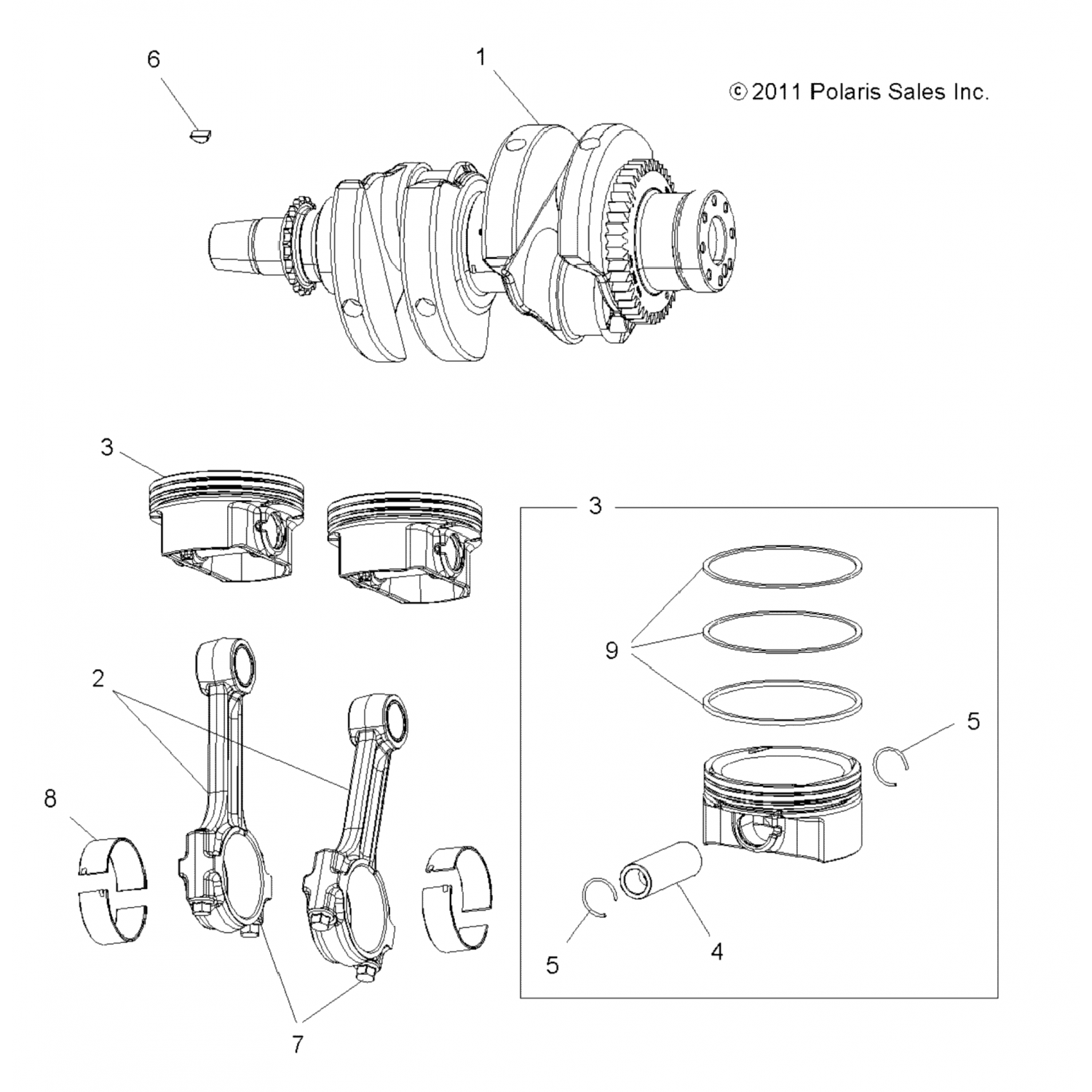 3022223 Polaris Стопорный штифт поршня, 1,6 мм